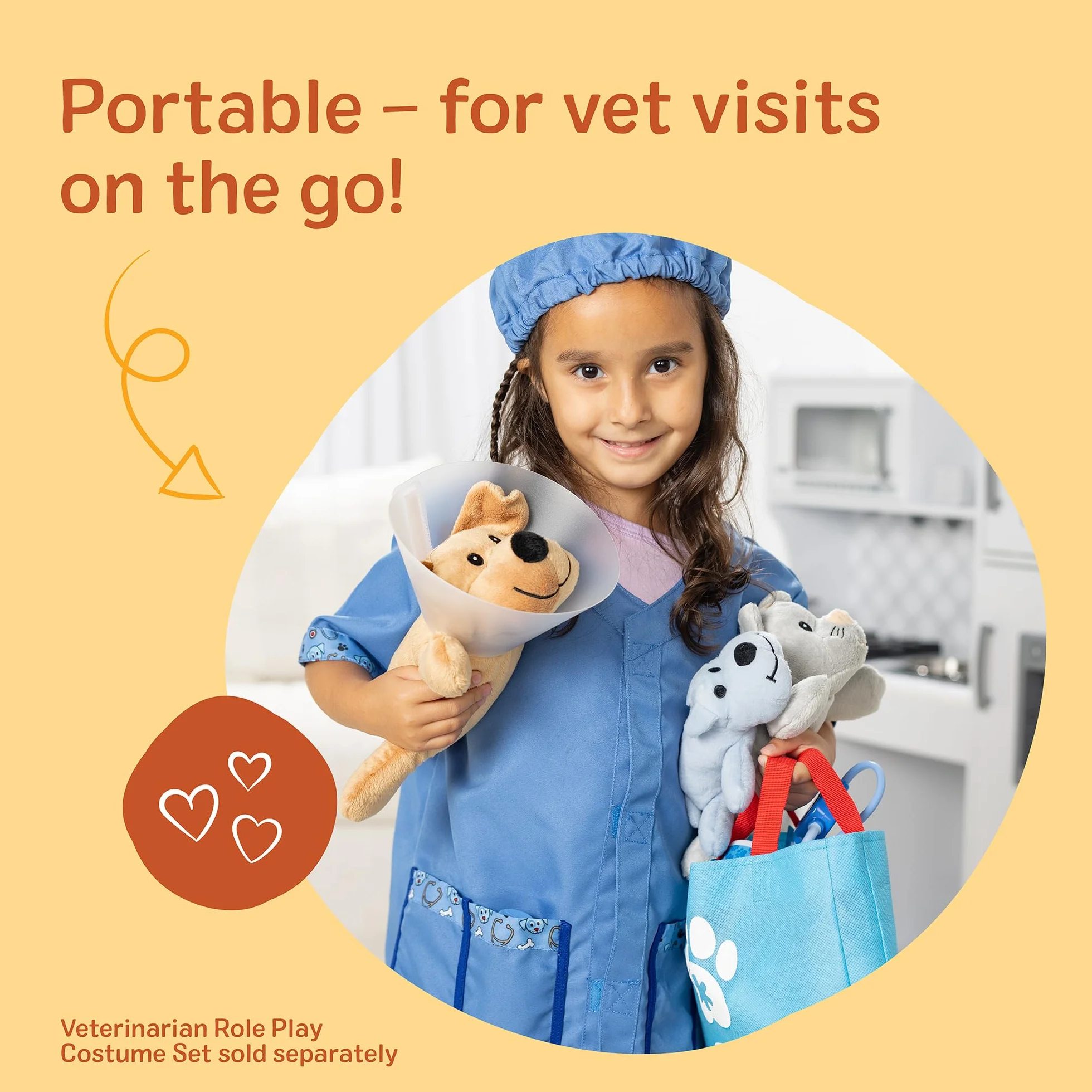Melissa & Doug Pet Vet Zestaw do zabawy w weterynarza dla dzieci, Zabawa w udawanie, Zestaw do zabawy z pluszowymi zabawkami, 3+, Zabawa kreatywna, Prezent dla chłopca lub dziewczynki