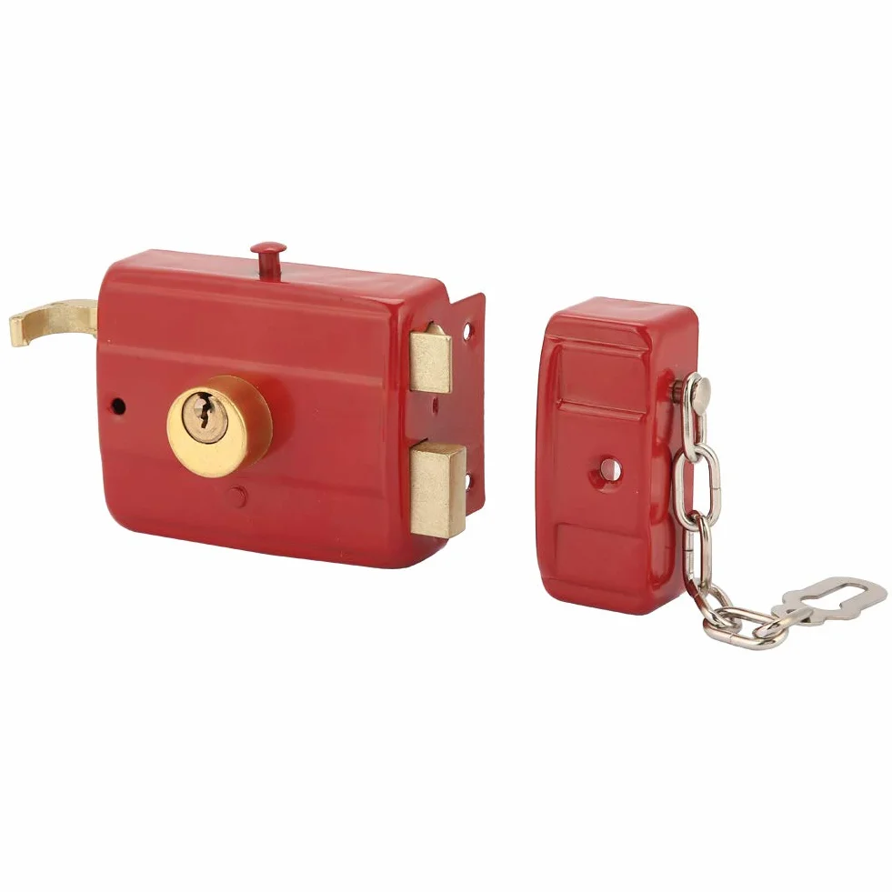 Dead Lock Dead Bolt Lock Red Metal Heavy Duty Blokada Bezpieczeństwa Dead Bolt Lock z Kluczami do Drzwi Przednich Red