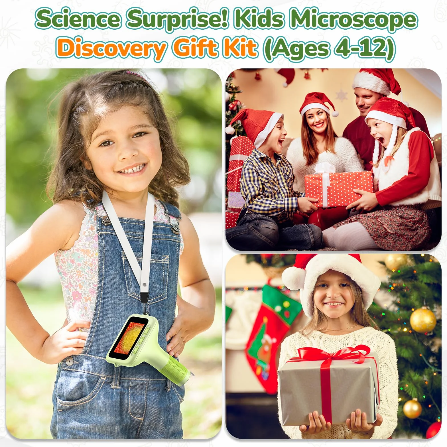 7,6 cm mikroskop dla dzieci z ekranem 4K – 1000 x cyfrowy przenośny wielokrotnego ładowania, edukacyjny zestaw upominkowy dla dzieci w wieku 4–12 lat z kartą 32 GB i gotowymi ostrzami (zielony)