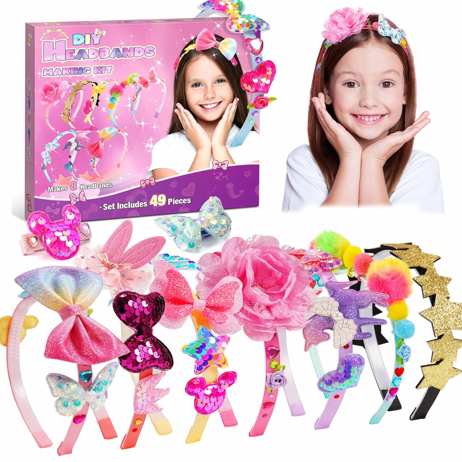 HappyKidsClub Prezenty dla dziewczynek w wieku 3-9 latków: Akcesoria do włosów dla dziewczynek Zestawy artystyczne i rzemieślnicze dla dzieci w wieku 3-9 lat