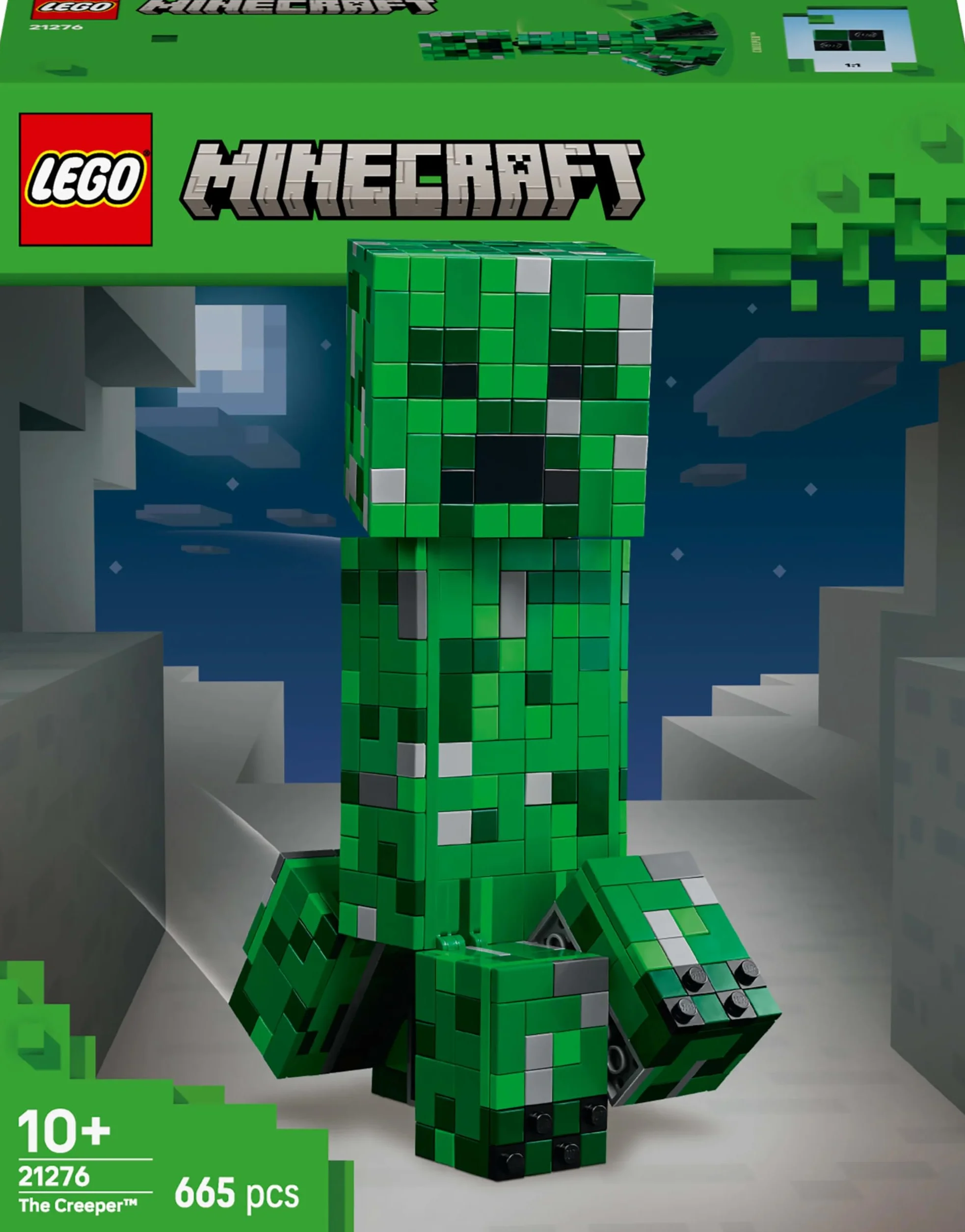 LEGO Minecraft Creeper, zabawka konstrukcyjna dla 10-latka z figurką akcji, zestaw dla gracza i pomysł na prezent dla chłopca i dziewczynki, fana gry wideo, ozdoba do pokoju dziecięcego 21276