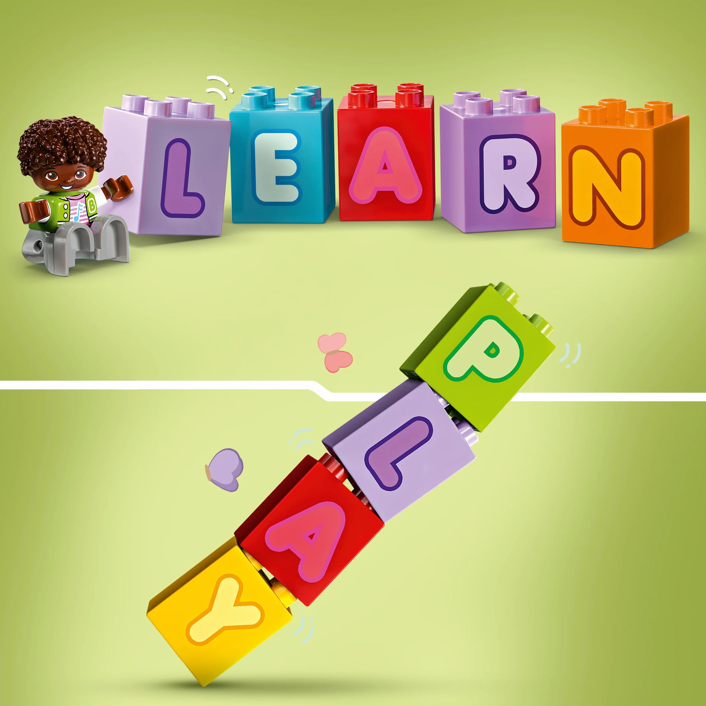 LEGO DUPLO Town Ciężarówka z alfabetem, Zabawka Edukacyjna dla Dziecka, Pojazd do Nauki Literek Przez Zabawę, Klocki z Alfabetem, Prezent dla 2-latka, dla Przedszkolaka, Chłopca i Dziewczynki, 10421