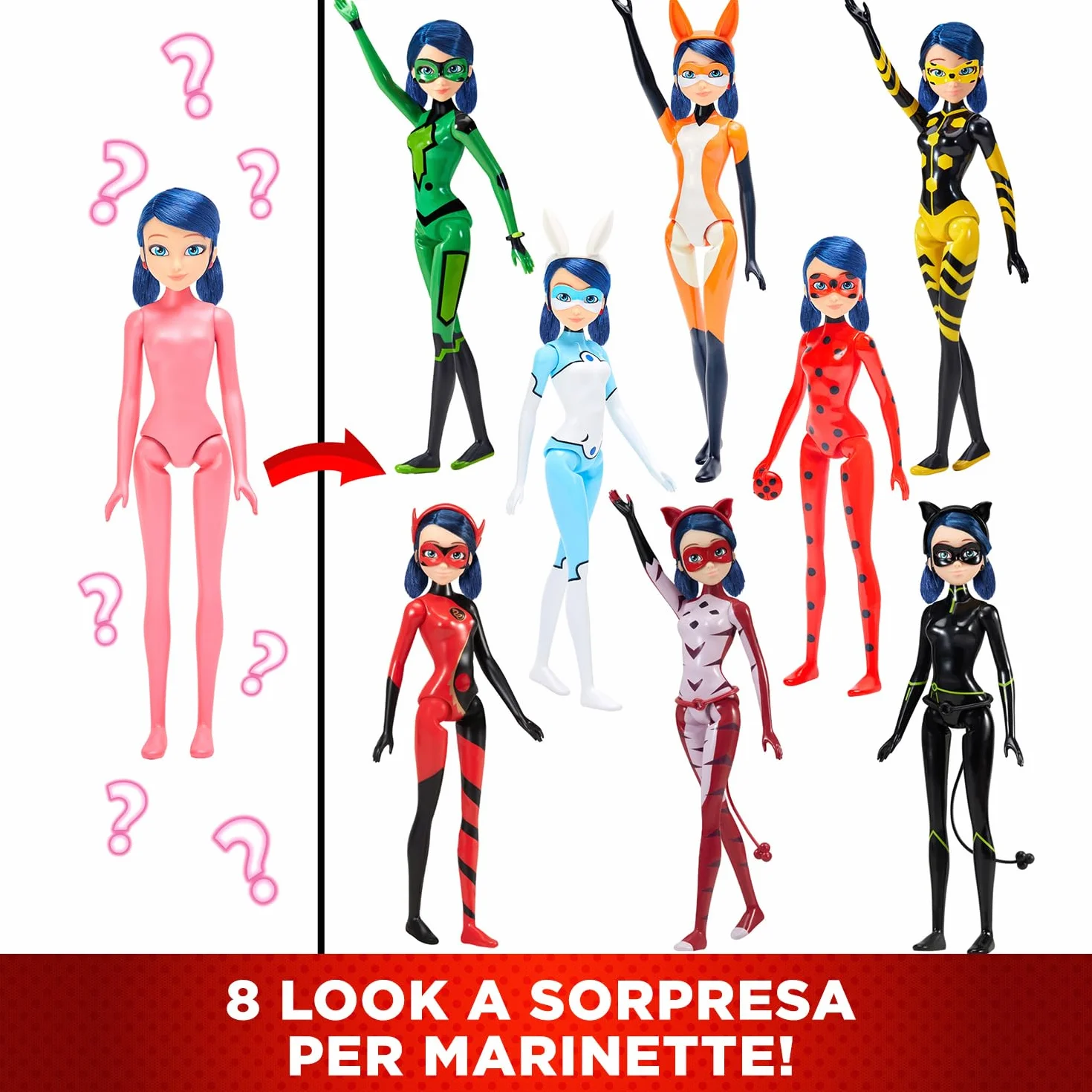 BANDAI - Cudowna biedronka - Marinette Color Change Surprise - Cudowna lalka przegubowa 26 cm + 3 niespodzianki - Lalka zmieniająca kolor - Model losowy - Zabawka dla dzieci 4 lata i więcej - P50390