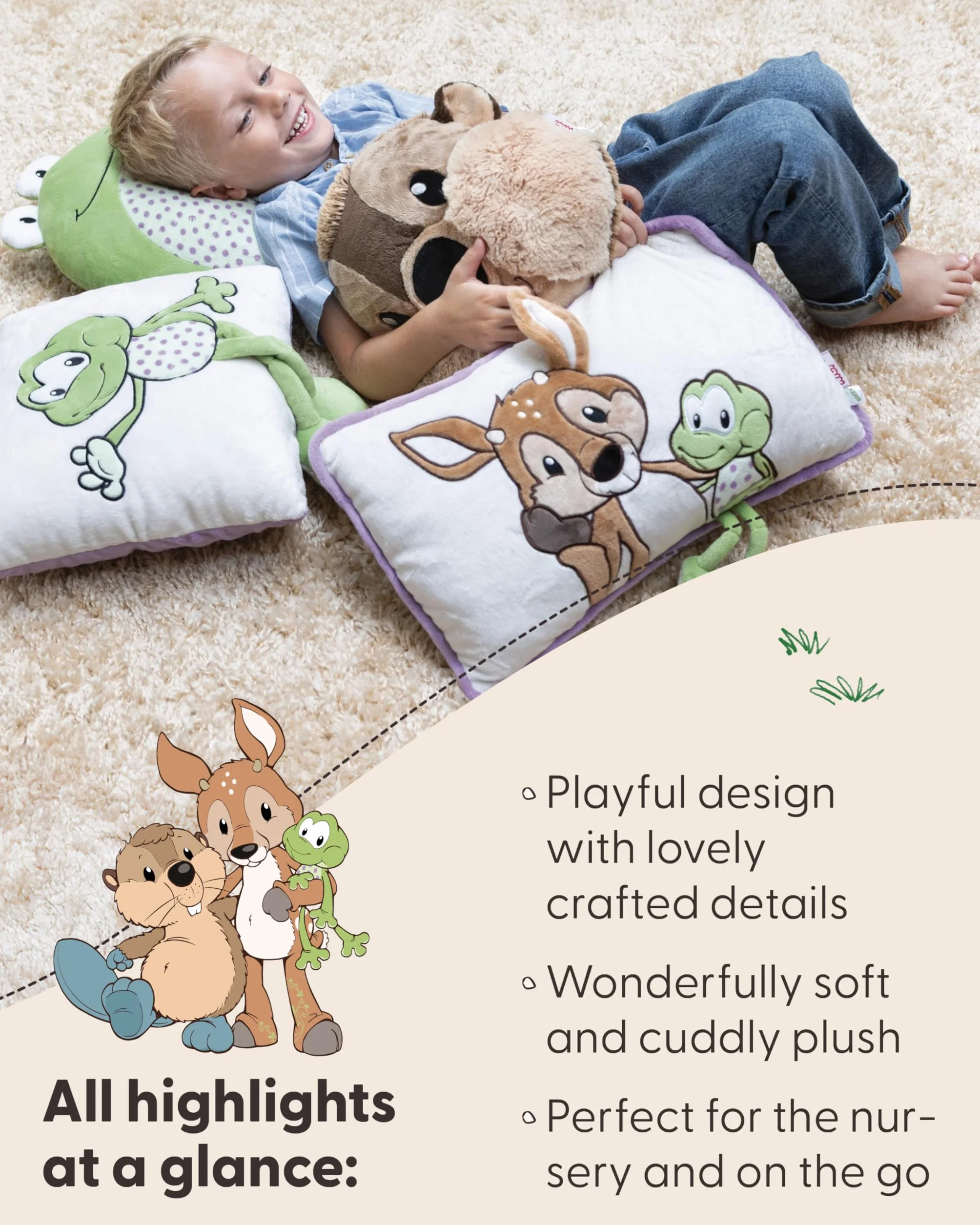 NICI Pluszowa Poduszka Bóbr Harry Woodsnacker 32x27 cm Brązowa