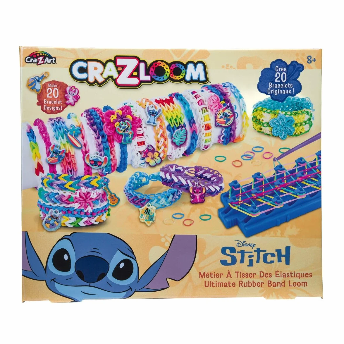 LEXIBOOK, Cra-Z-Loom elastyczne bransoletki warsztatowe, niebieskie, CRLOOM9D