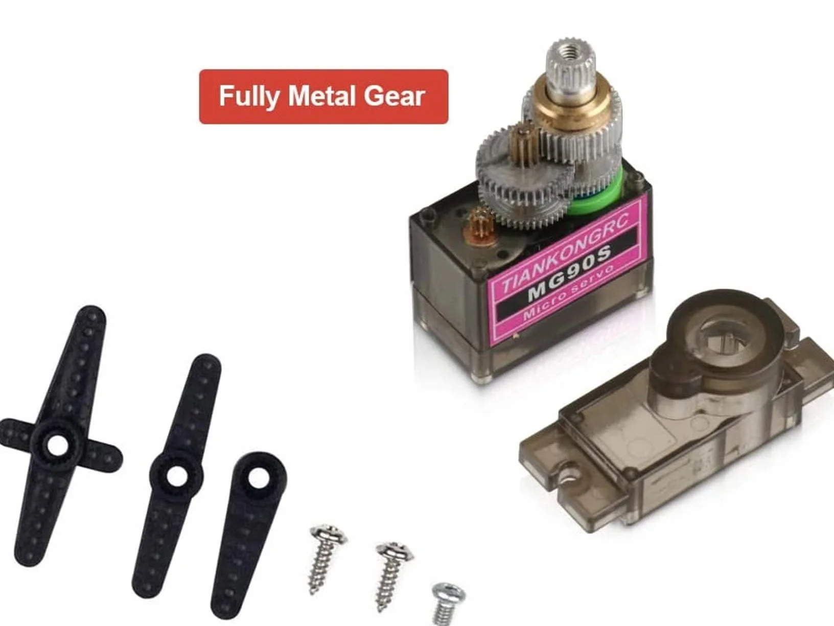 1 sztuka Premium Mini Servo MG90S 100% metalowa przekładnia z wtyczką JR 25 cm 22AWG kabel do RC Copter Dron DIY helikopter robot