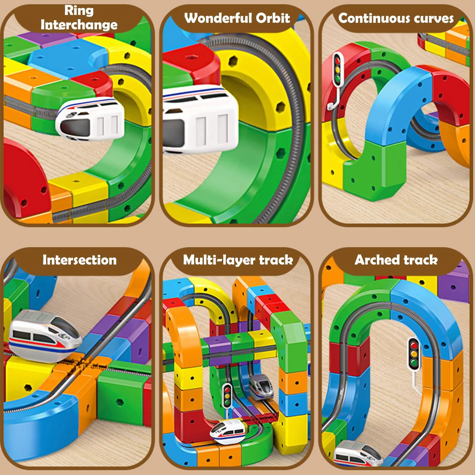 Clickrail Zestaw Elektrycznej Kolejki, Cubix 3D, Klickrail Cube Track Trasami 3D opartymi na grawitacji, Klocki Magiczne i Zasilany Pociąg, Elektryczna Kolejka dla Dzieci, Idealny Prezent (123 Sztuk)