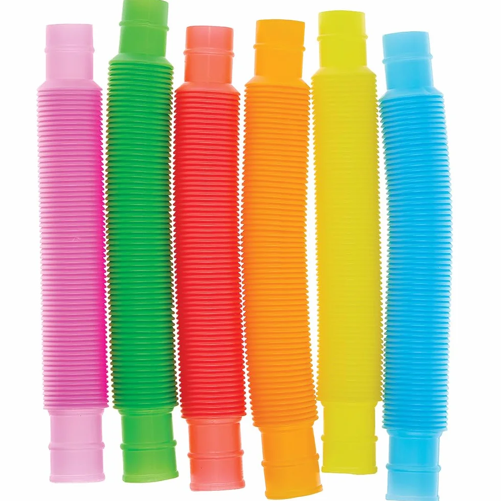 Baker Ross FN225 Pop Tube Fidget Toys - zestaw 12 zabawnych zabawek na przyjęcia dla dzieci