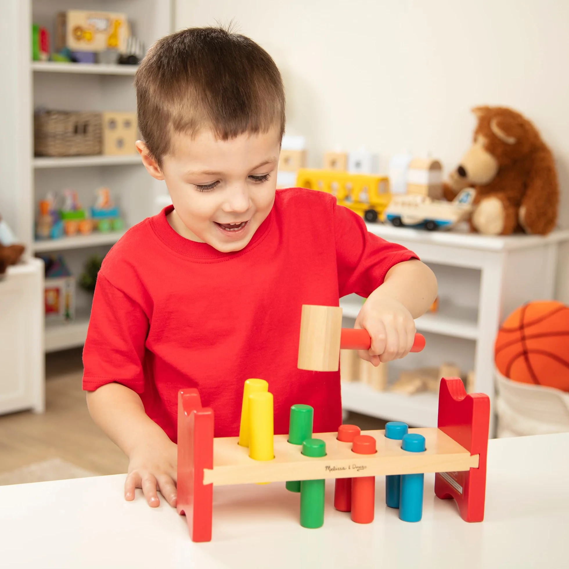 Melissa & Doug Deluxe drewniana zabawka Pound-A-Peg z młotem - certyfikat FSC
