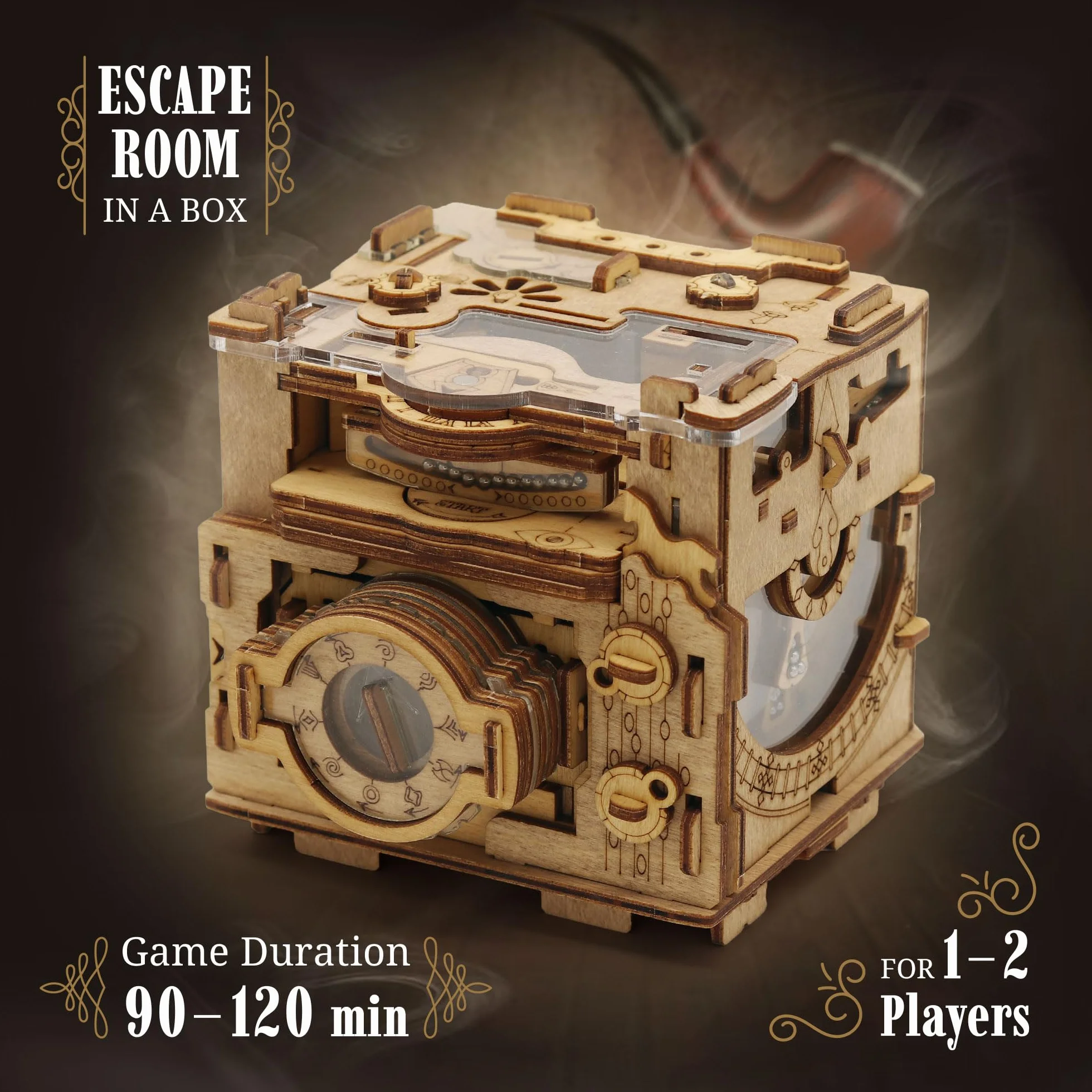iDventure Cluebox PRO - kamera fotograficzna Sherlocka: Puzzle Box Escape Room - trudne drewniane 3D puzzle - wyjątkowe gry logiczne