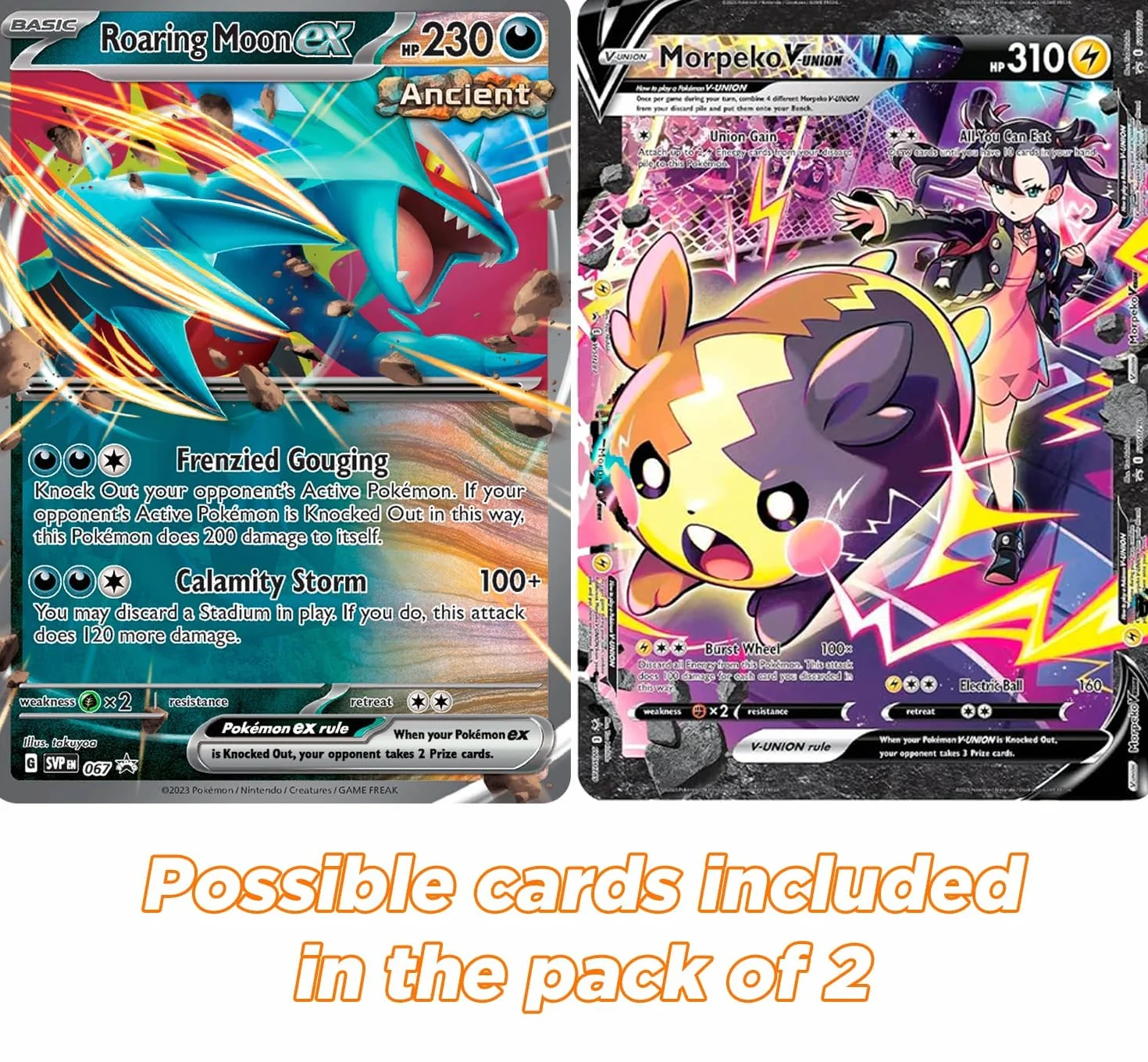 Pokemon Jumbo 2-pak, karty Pokemon Jumbo XXL, 2 sztuki Giant GX VMAX Mega V, karty Pokémon True, oficjalne karty Pokémon w języku angielskim.