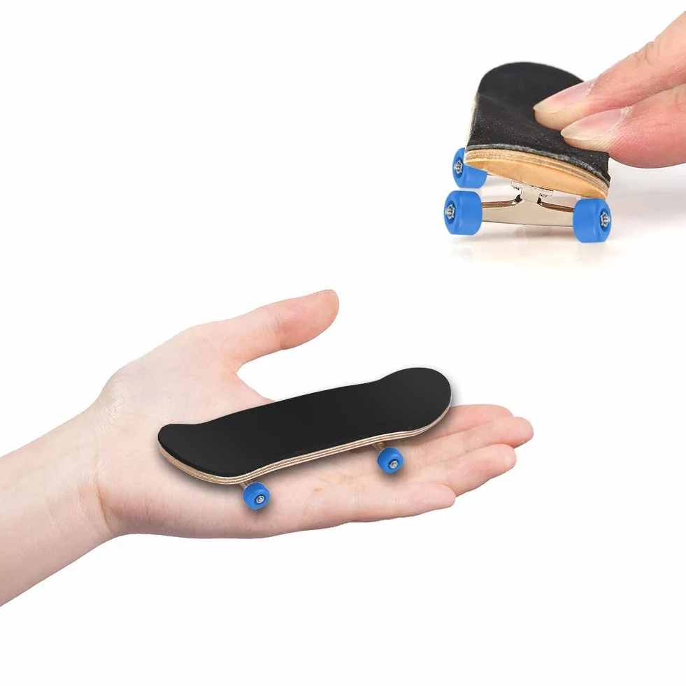 Griffbrett Fingerskateboards, Professionelle Mini-Legierung Komplettes Holzahorn-Deck-Set Interaktives Spiel Kindergeschenke(Dunkelblau)