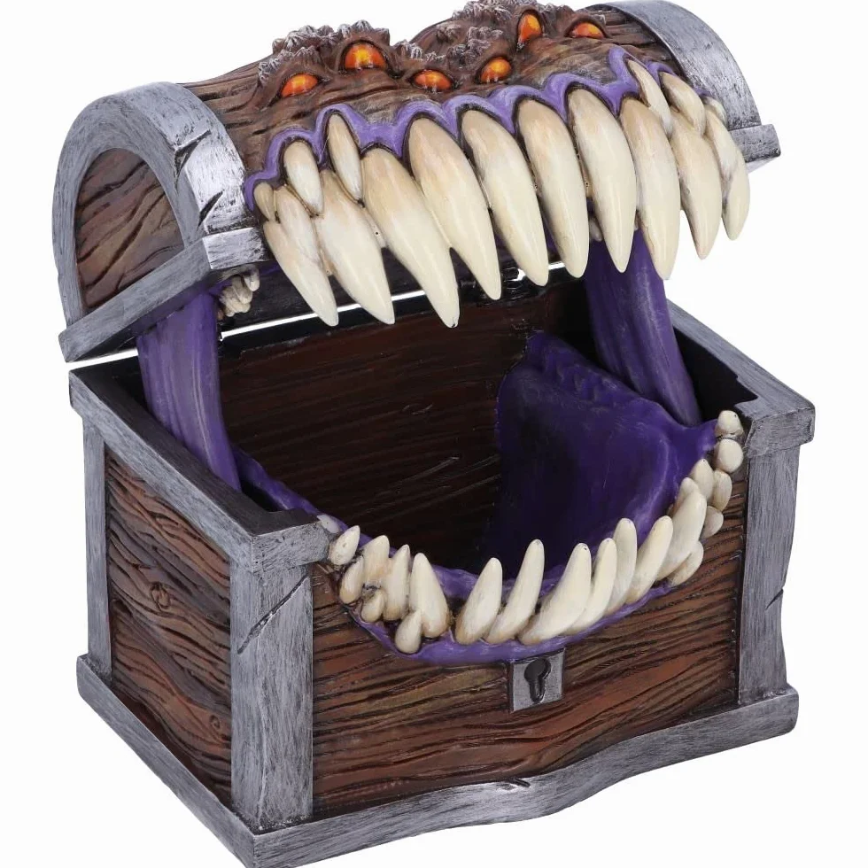 Nemesis Now Dungeons & Dragons Naśladujące pudełko do przechowywania kości, 11,3 cm, żywica, brązowa, oficjalnie licencjonowany towar D&D, pudełko na kości z postaciami, odlewane w najlepszej żywicy,