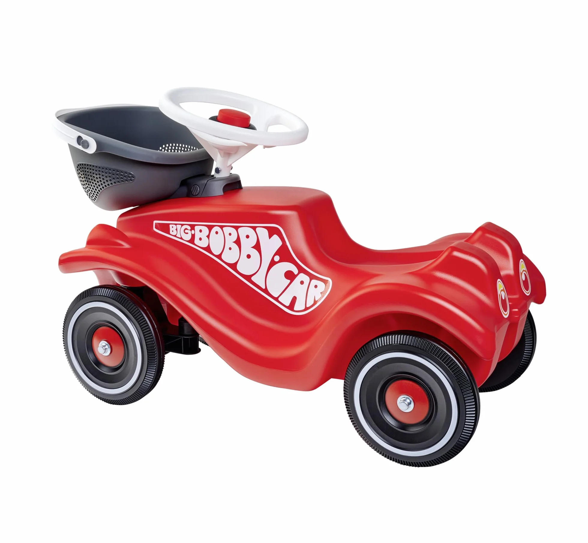 Big Bobby Car kosz bagażowy (czarno-biały) – akcesoria Bobby Car – koszyk z uchwytem i adapterem, kompatybilny ze wszystkimi samochodami Bobby, dla dzieci w wieku 1-5 lat
