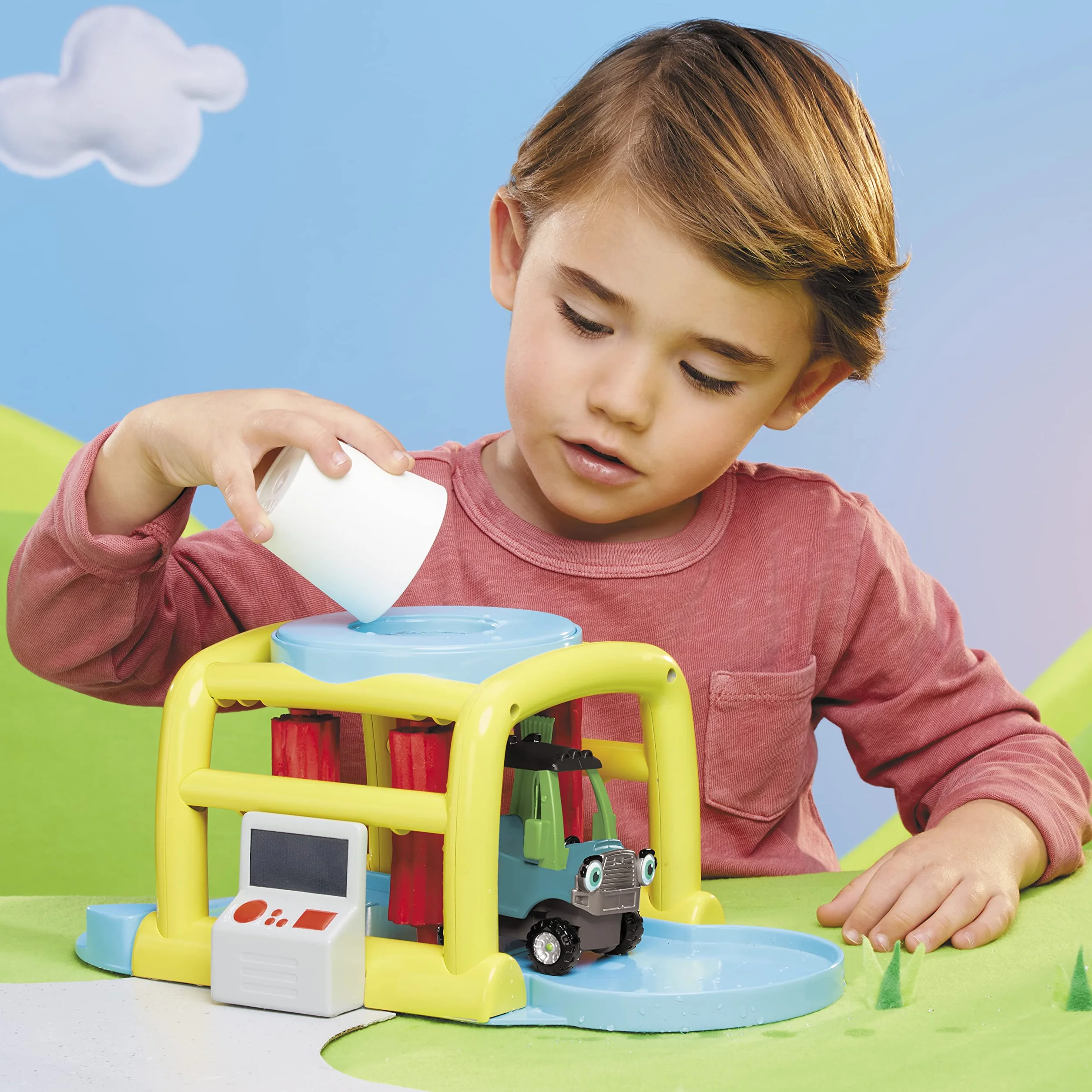 Little Tikes Let's Go Cozy Coupe - Myjnia samochodowa zmieniająca kolory z pojazdem do pchania i zabawy - w zestawie ciężarówka Go Green, narzędzia ogrodowe i wózek - dla maluchów od 3 roku życia