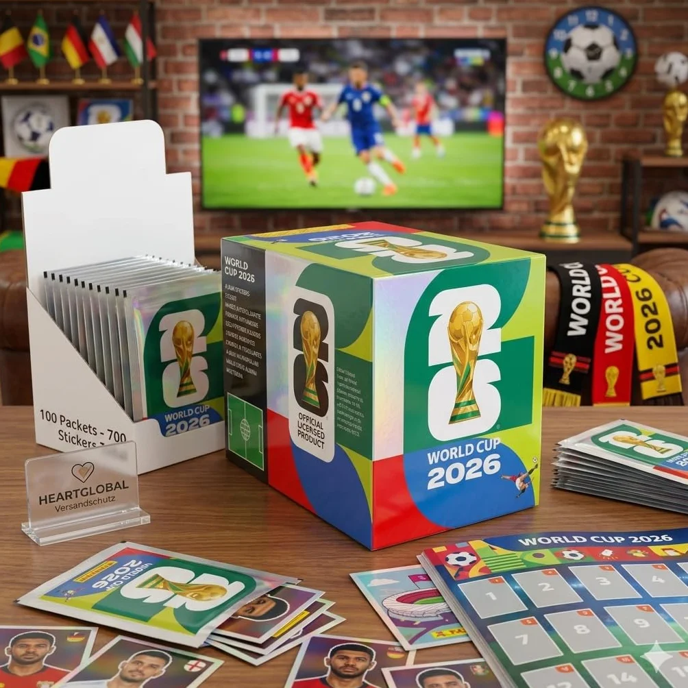 World Cup 2026 zestaw startowy z miękką okładką, album kolekcjonerski z 3 torebkami z naklejkami – oficjalny album z naklejkami dla kolekcjonerów i fanów piłki nożnej + ochrona przed wysyłką