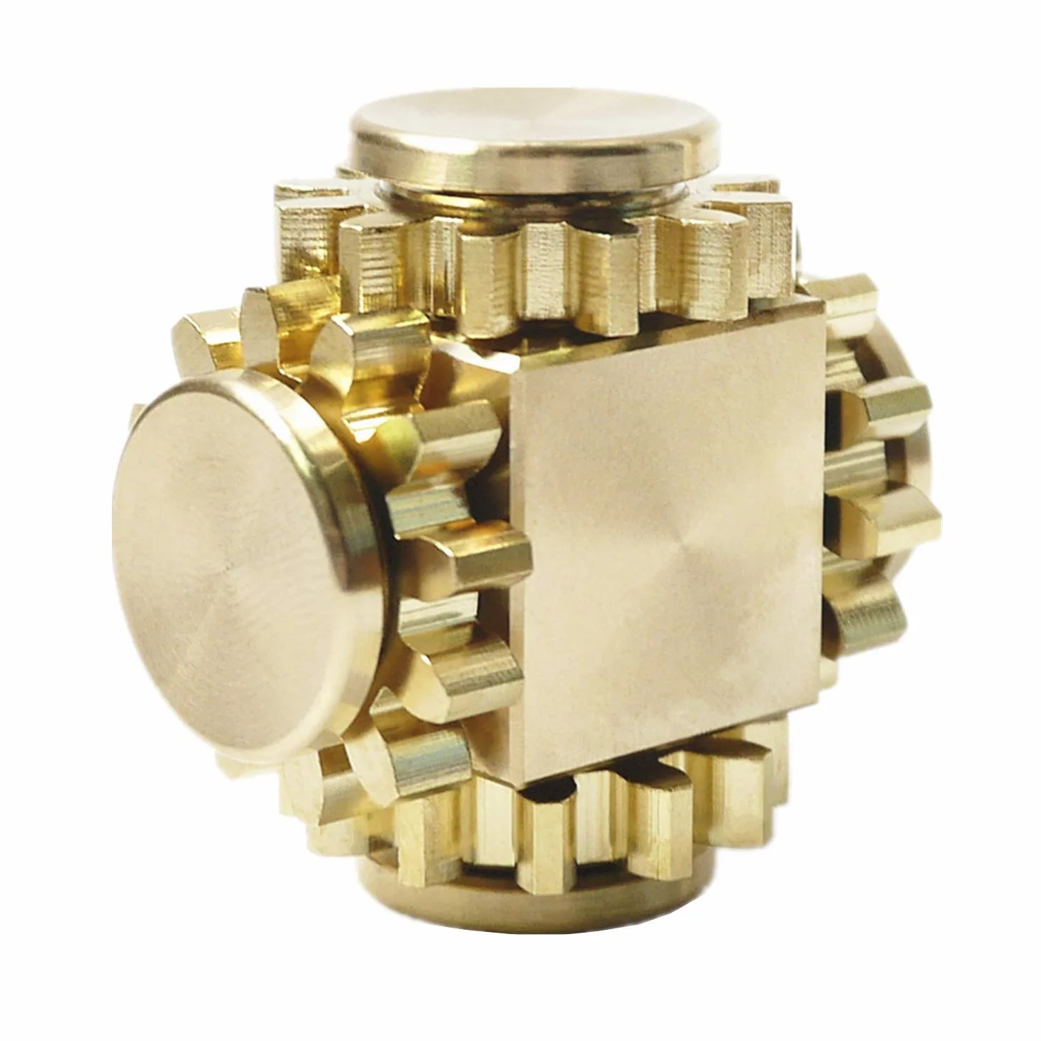 Fidget cube Spinner, Linkage 4 gears figity spin Finger Games, laiton métallique avec roulements ultra lisses, durable mécaniquement amovible, petit jouet Premium figit - Or