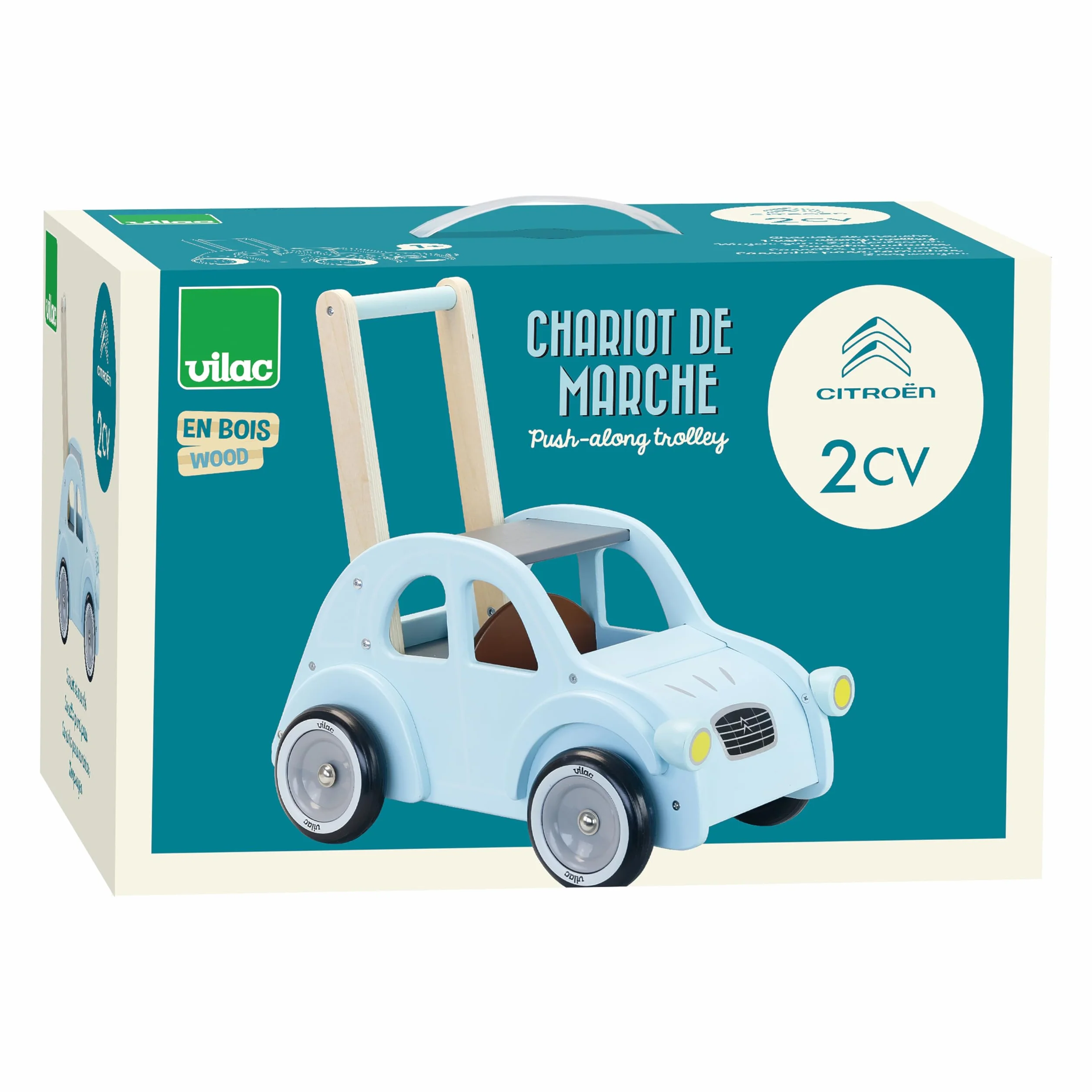 Vilac VIL1132 Chariot de Marche Citroen 2CV samoloty, niebieski, pequeño