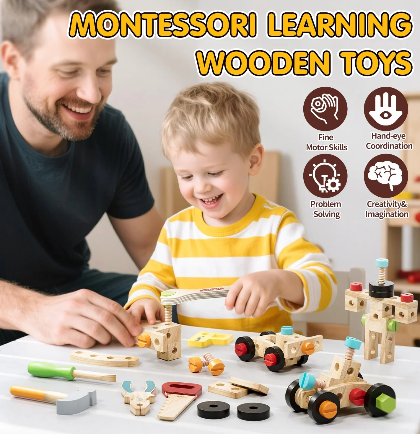 Lehoo Castle Montessori walizka narzędziowa dla dzieci, zabawka od 3 lat, motoryka, gry edukacyjne 2-5 lat