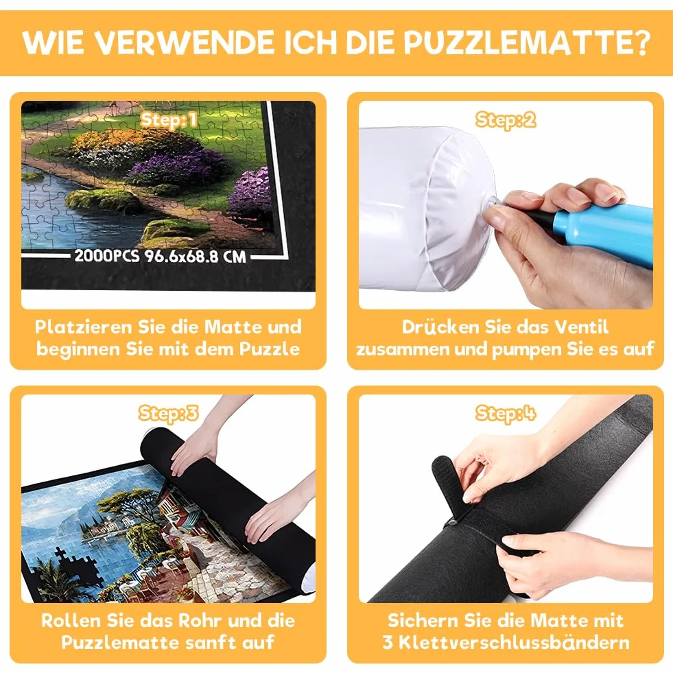 Joycabin Mata do puzzli - przenośna mata rolowana na 1000, 1500, 2000 elementów - dywan do przechowywania i transportu puzzli