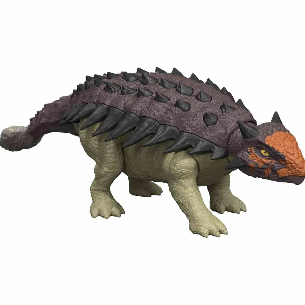Mattel Jurassic World Rebirth Odrodzenie Ankylozaur Ryczący dinozaur Figurka dinozaura z wielokierunkowym atakiem paszczą i dźwiękiem, do ustawiania w różnych pozach, zabawka dinozaur, JGB90