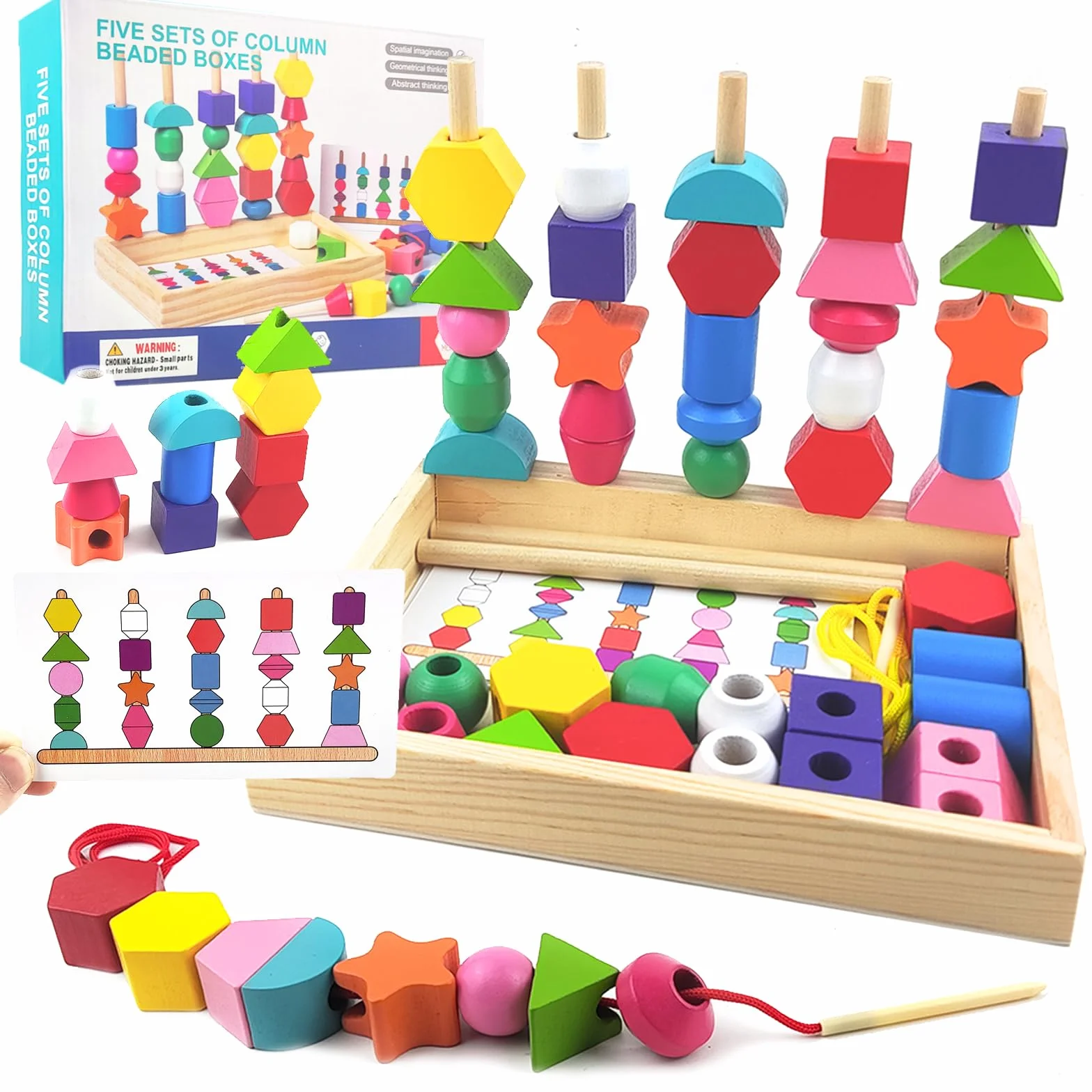 Montessori zabawka 2 w 1, edukacyjne drewniane zabawki dla dzieci w wieku 2-5 lat, układanie w stosy, sortowanie kolorów i kształtów, prezent Montessori dla dzieci w wieku 3 4 5 lat