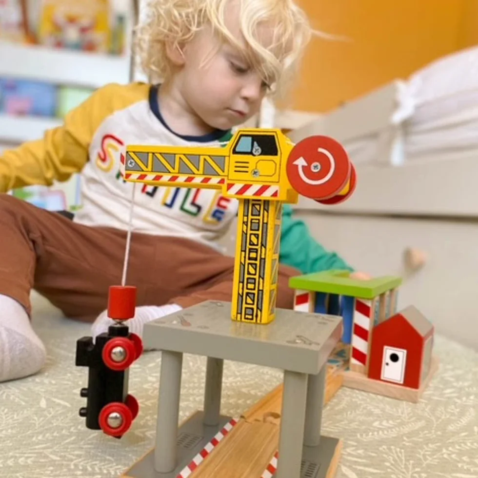 Bigjigs Rail Magnetic Big Yellow Crane - Other Major Wooden Rail Brands are Compatible