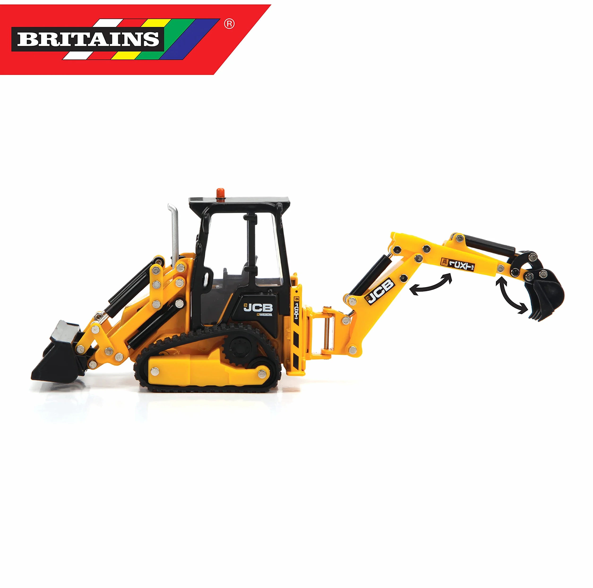 Britains JCB Farm Tomy Toys, koparko-ładowarka gąsienicowa, ciężarówka 1:32 JCB 1CXT, zabawka kolekcjonerska, zabawka rolnicza w skali 1:32, odpowiednia dla kolekcjonerów i dzieci, 3 lata plus