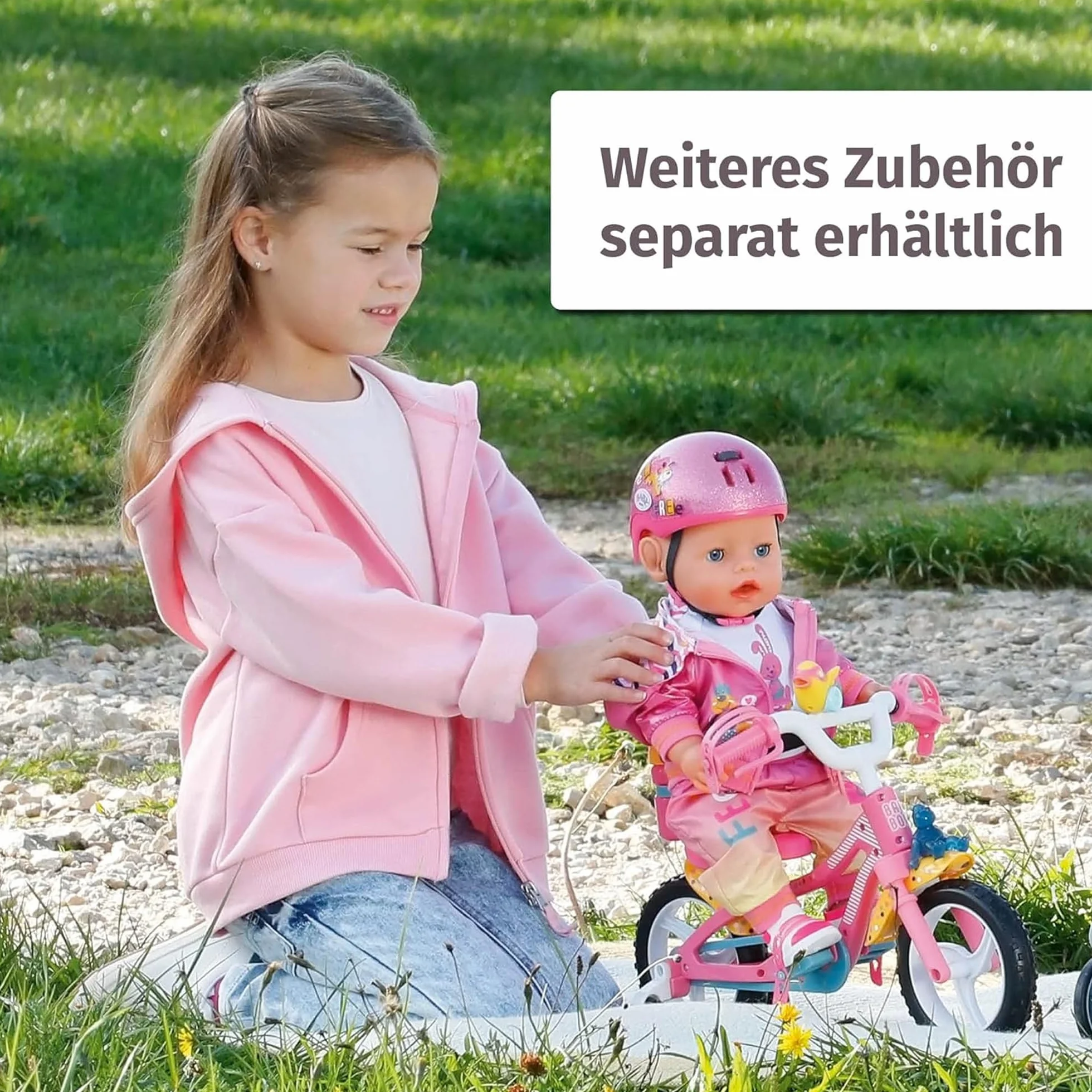 BABY born 835876 Strój kolarski z rękawiczkami i pasującymi okularami przeciwsłonecznymi dla lalek 43 cm - odpowiedni dla dzieci w wieku od 3 lat