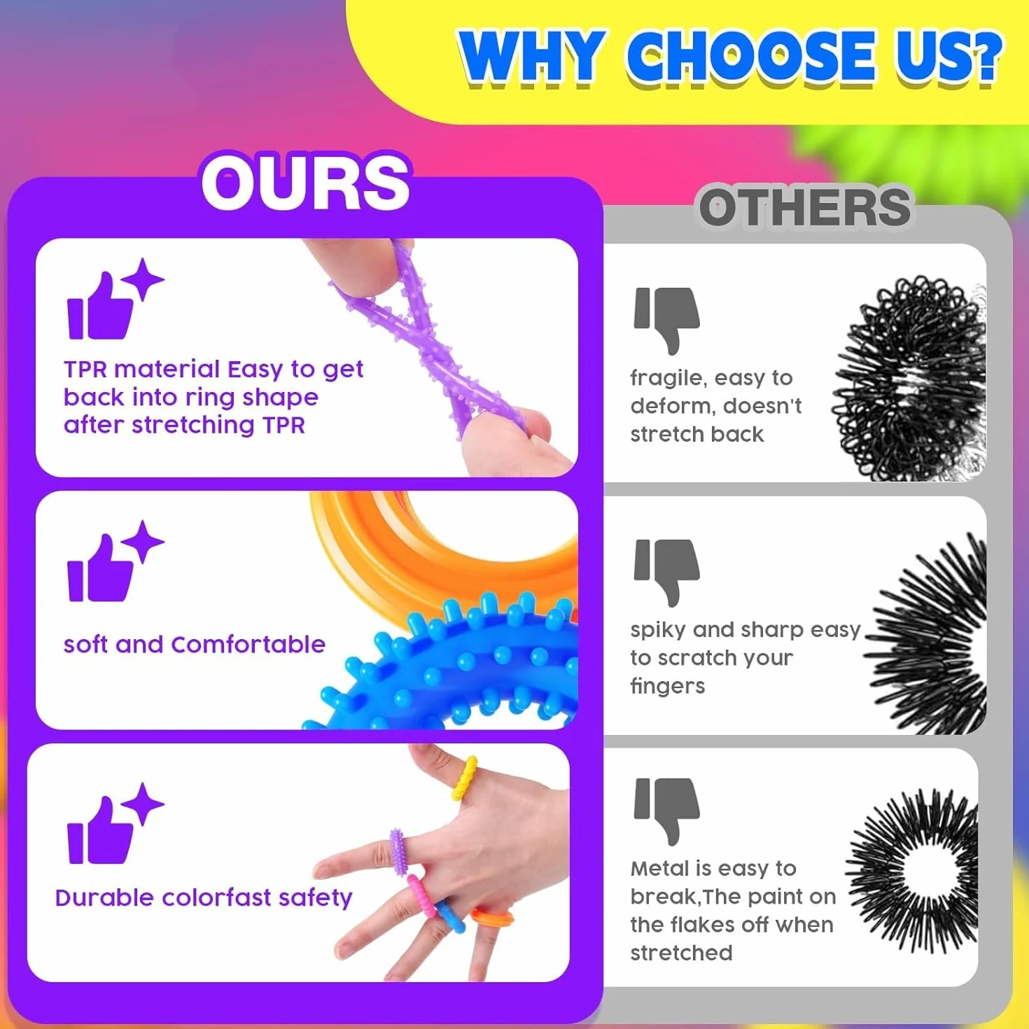 Fidget Ring Toys zabawki dla dzieci i dorosłych, 12 sztuk, zabawki antystresowe, autyzm, zabawki antystresowe, anxiety ADHD, kojące w przypadku stresu i lęku