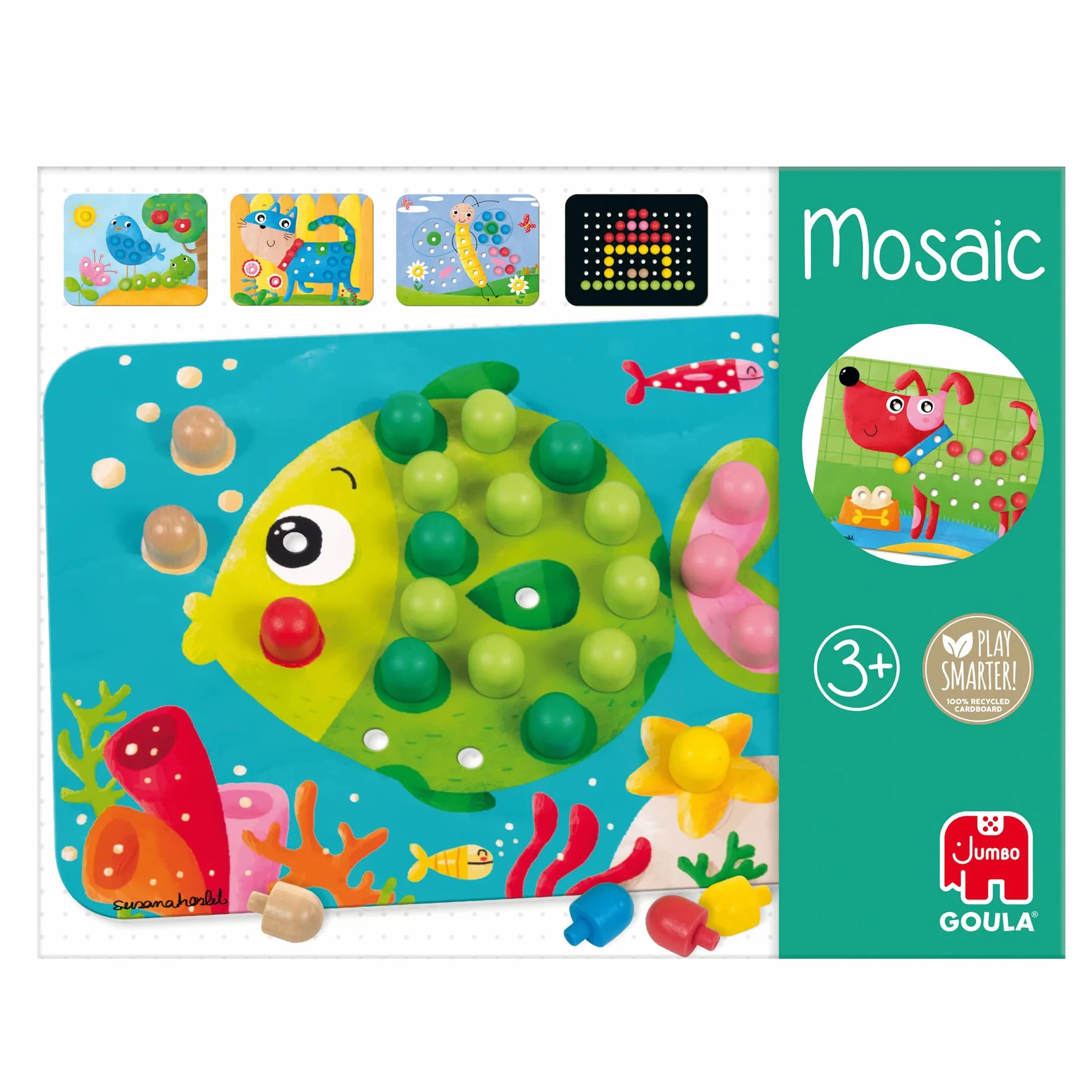 Jumbo Spiele D53136 – drewniana zabawka mozaikowa dla małych dzieci, od 3 lat