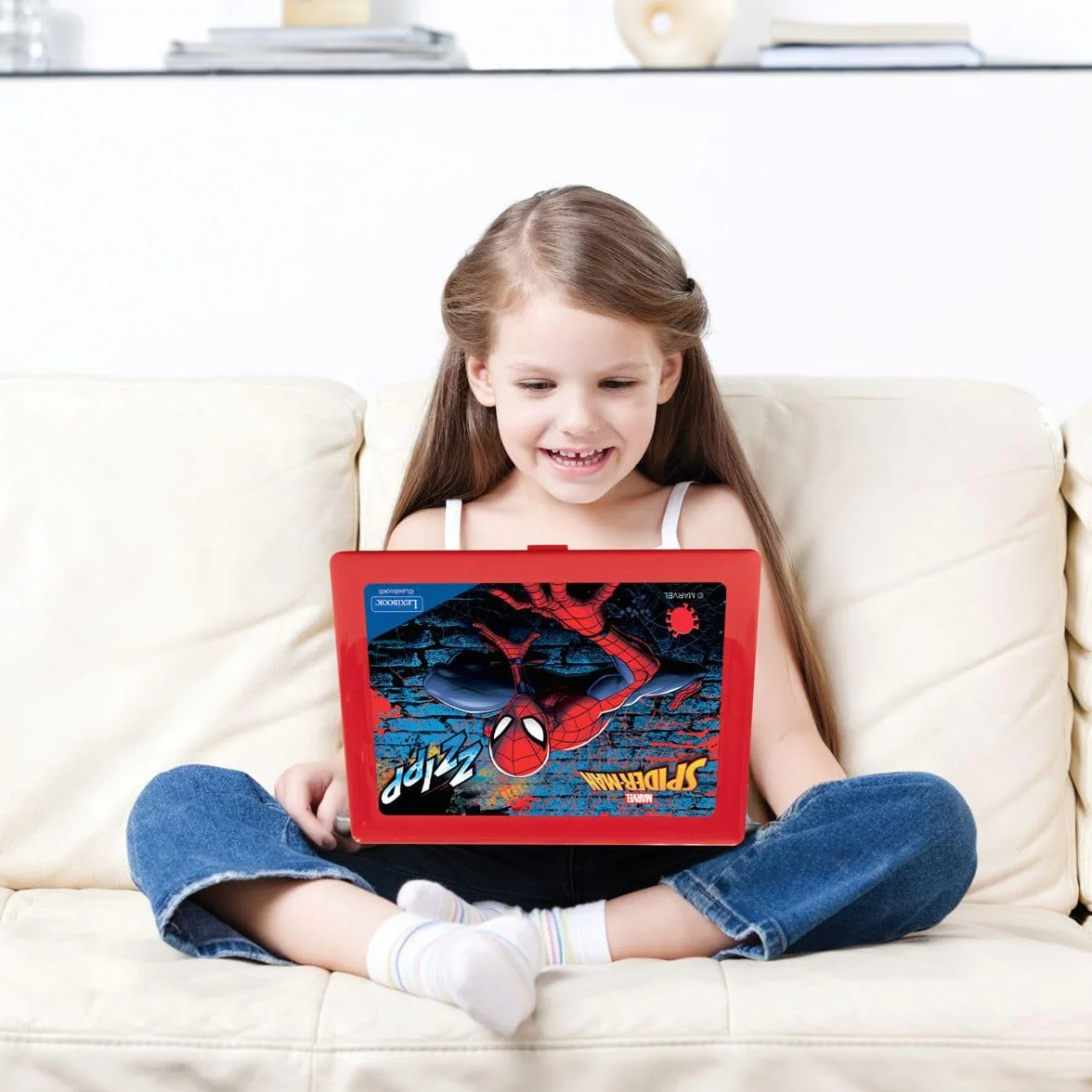 Lexibook JC598SPi3 Spider-Man Dwujęzyczny Laptop do Celów Edukacyjnych Angielski i Niemiecki, 124 Aktywności, Matematyka, Logika, Muzyka, Zegar, Gry, Zabawka dla Dzieci (Dziewczynki i Chłopcy),