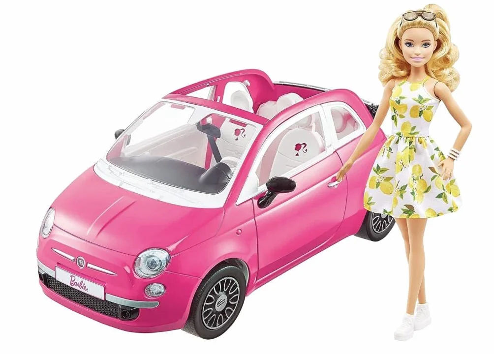 Barbie Fiat 500 Zestaw z Lalką, Wielokolorowy, Od 3 Lat