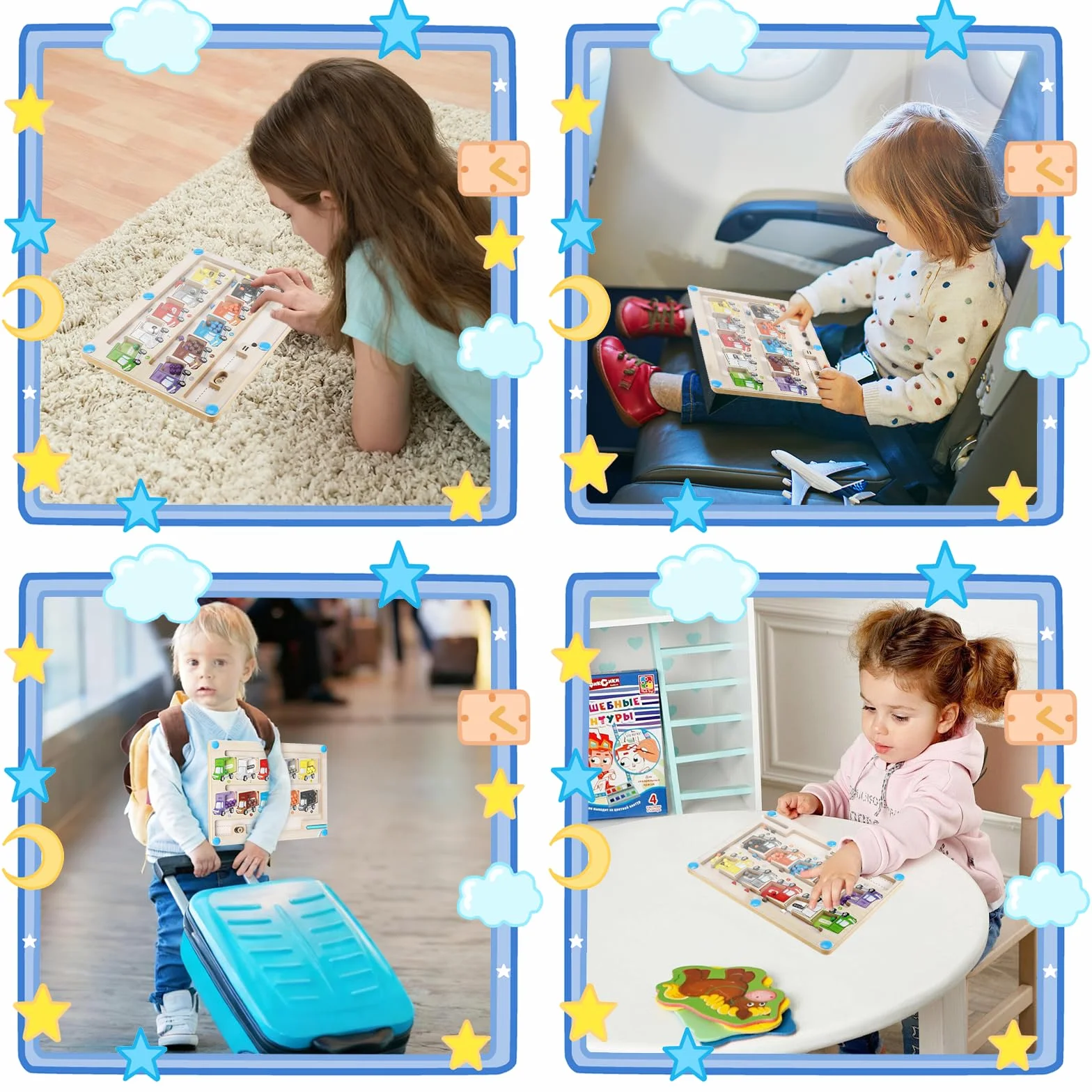 Montessori magnetyczne labirynty drewniane gry edukacyjne dla dzieci 2-3 lat 30x22 cm