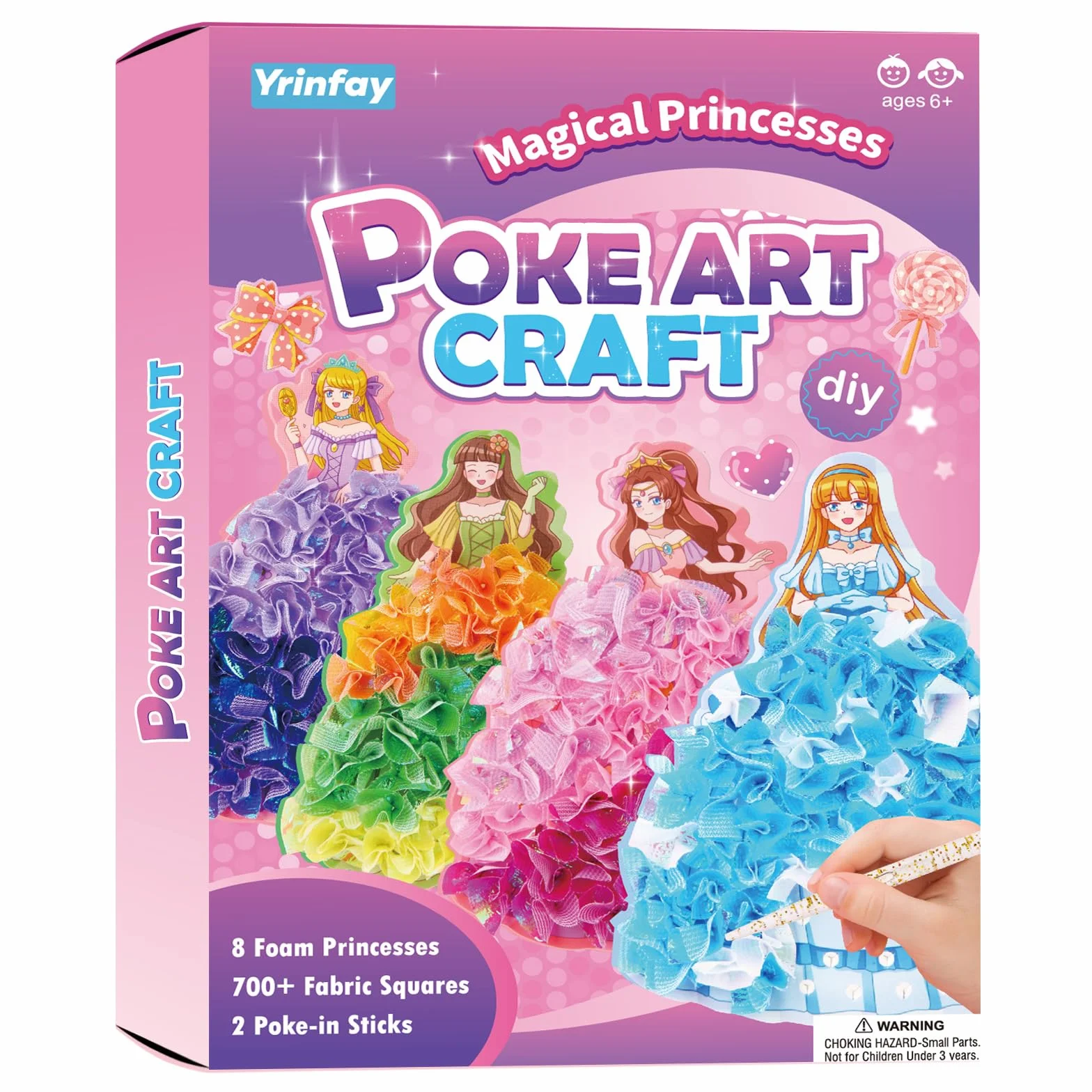 Yrinfay Poke Art DIY 8 magicznych księżniczek i 6 akcesoriów - zestaw do majsterkowania dla księżniczek, zabawka dla dziewczynek 6, 7, 8, prezent dla dziewcząt, chłopców, 9, 10, 11, 12 lat