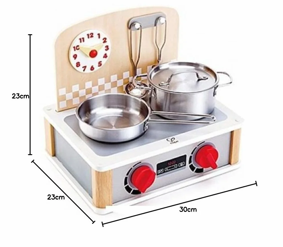 Hape 2-in-1 Kitchen & Grill Set, Pretend Play Realistic Role Play Cooking Toy Playset for Kids