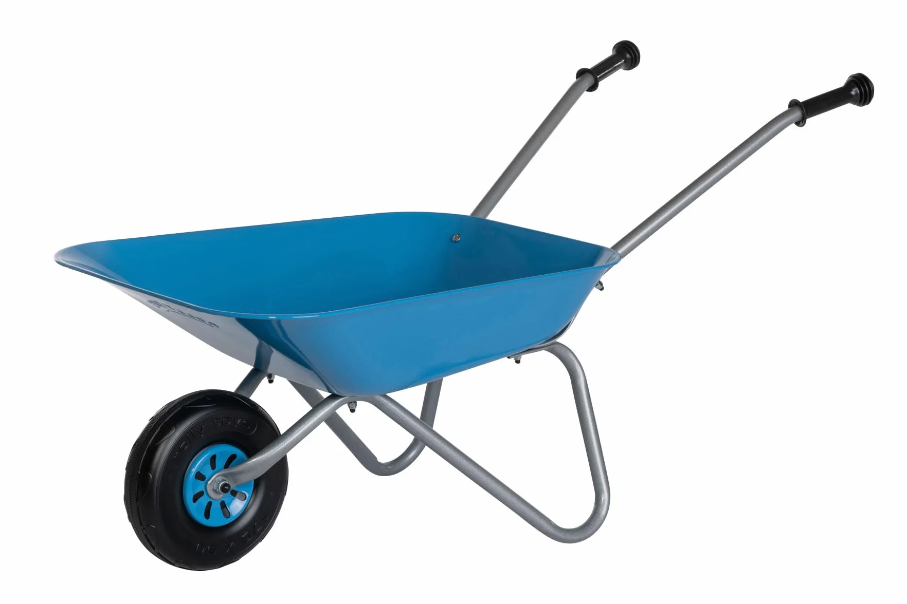 Rolly Toys Taczka dziecięca (kolor niebieski/srebrny, taczka ogrodowa, metalowa taczka, zabawka dla dzieci od 2,5 lat, obciążenie do 25 kg, narzędzie ogrodowe jasnoniebieskie dla dzieci) 271764