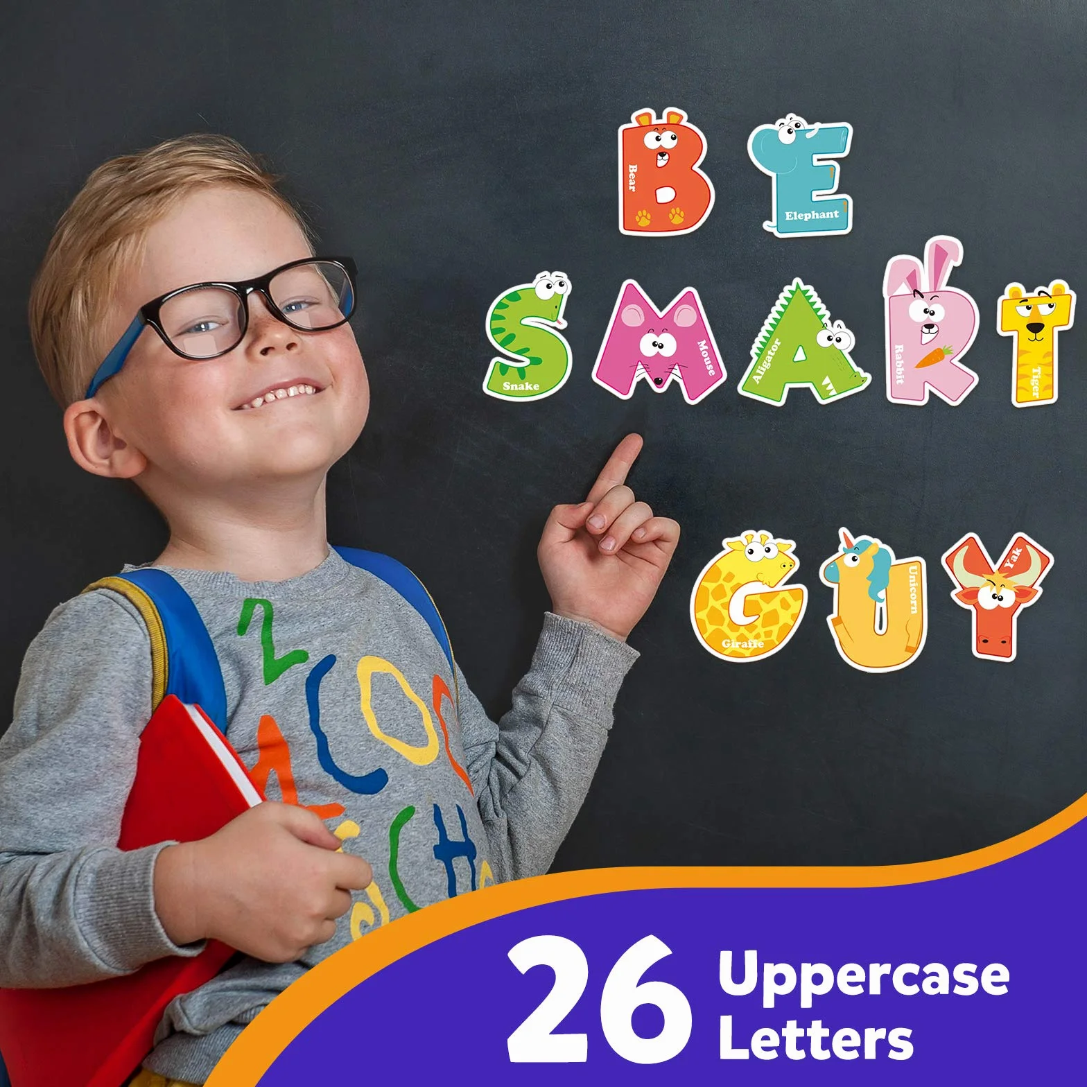 Coogam magnetyczne litery 26 sztuk Jumbo ABC alfabet kolorowy kształt zwierząt duże duże magnesy na lodówkę zestaw zabawek edukacyjnych nauka pisowni gry dla dzieci w wieku 3 4 5 lat