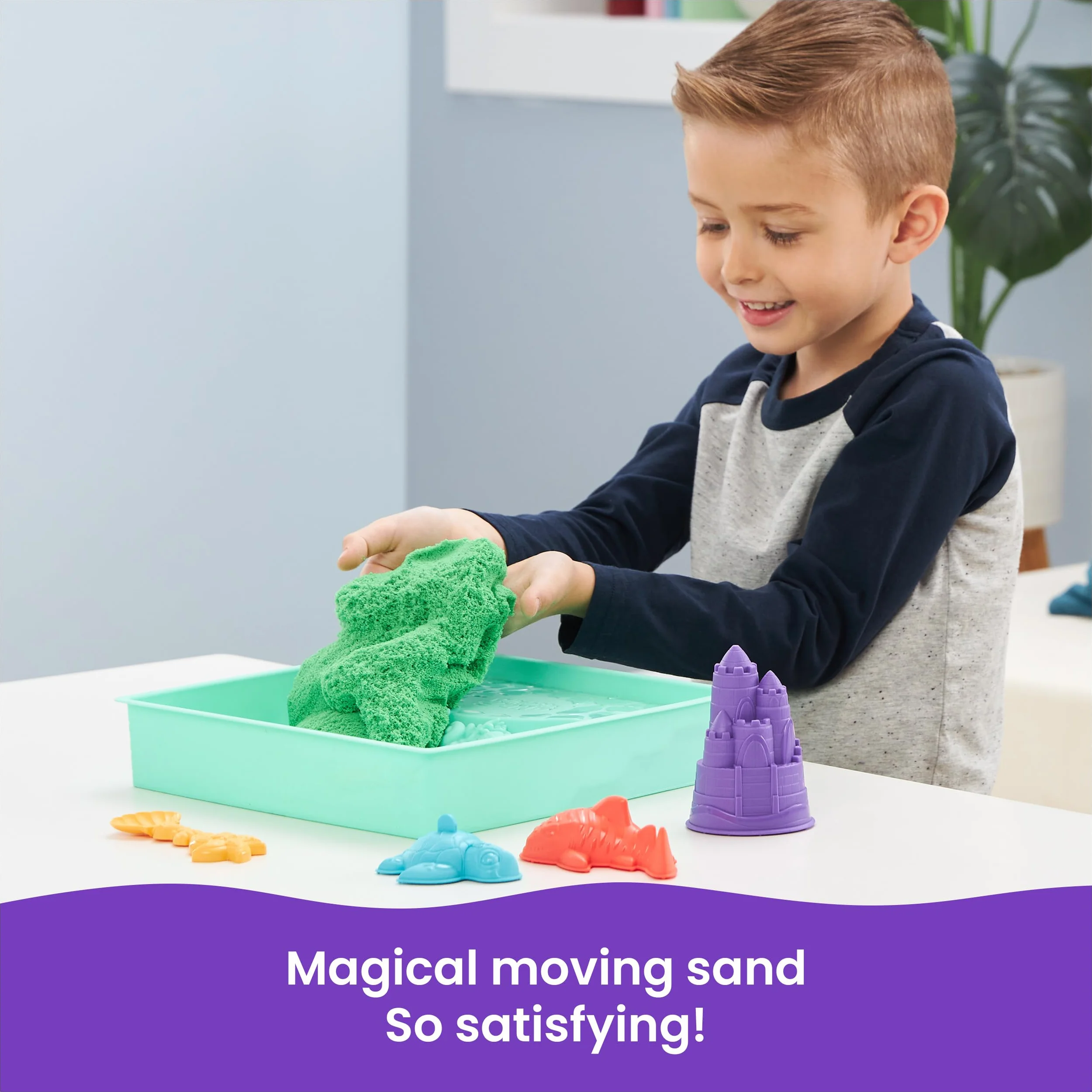 Kinetic Sand - Zestaw piaskownica. Zielony piasek do zabawy