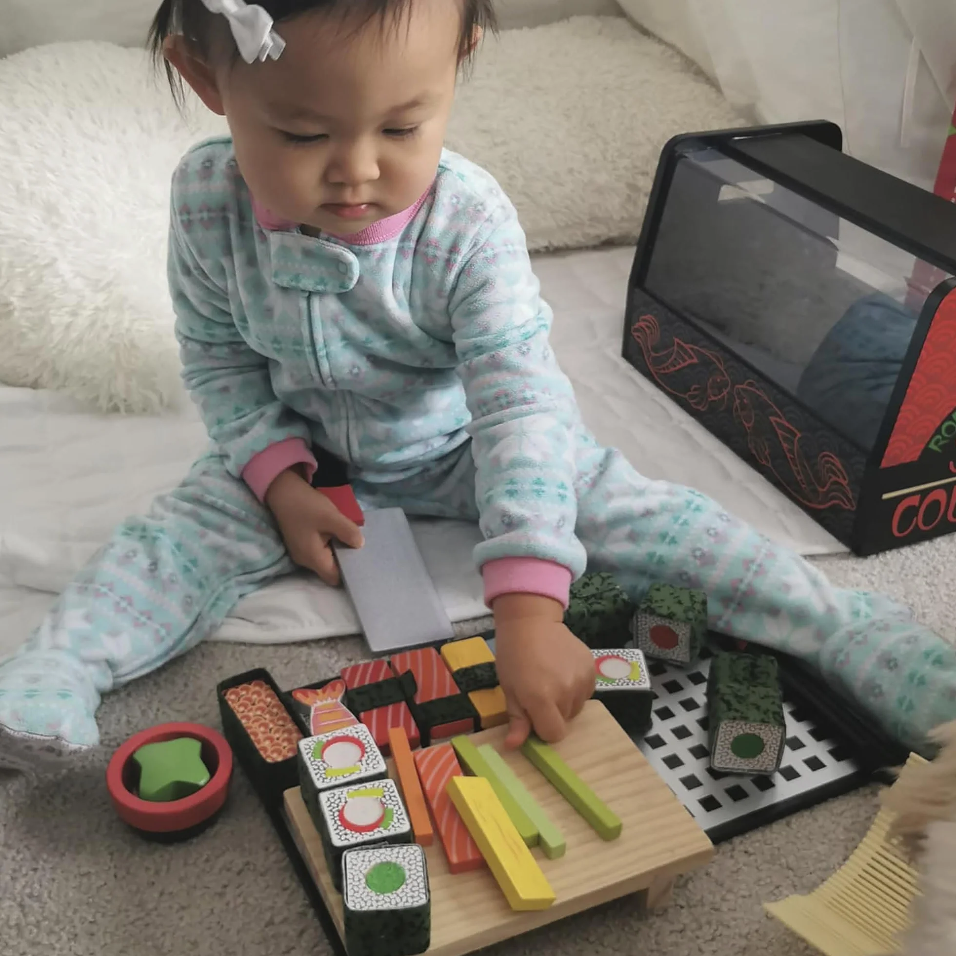 Melissa & Doug – zabawkowy zestaw do krojenia sushi | zabawa imaginacyjna | zabawkowe jedzenie | 3+ | prezent dla chłopca lub dziewczynki