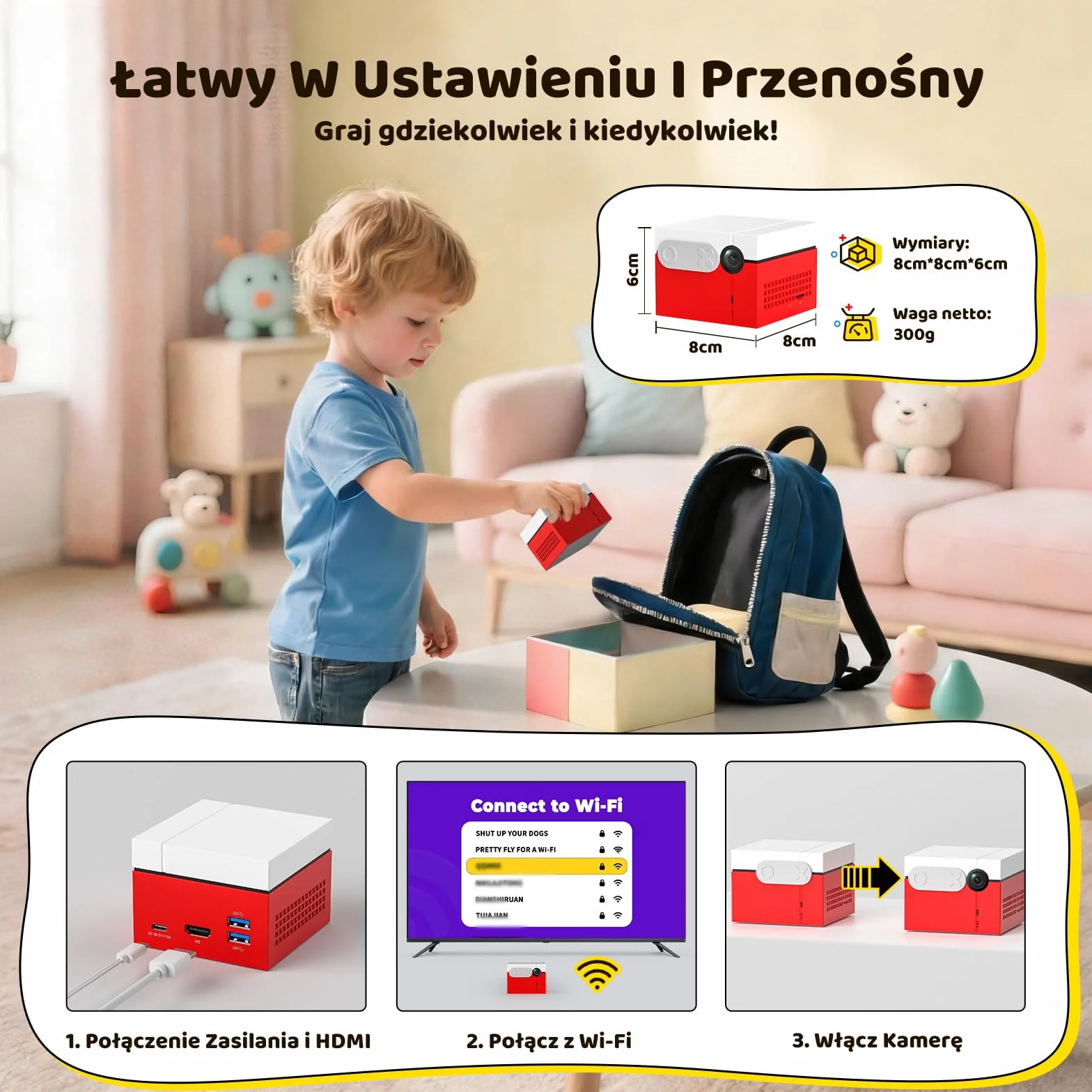 KINHANK MotionX Konsola do Gier z Czujnikiem Ruchu - Interaktywna Konsola do Gier dla Rodziców i Dzieci, Stałe Aktualizacje/Brak Kontrolera/Brak Subskrypcji, Prezent dla Dzieci, Plug & Play, 41 Gier