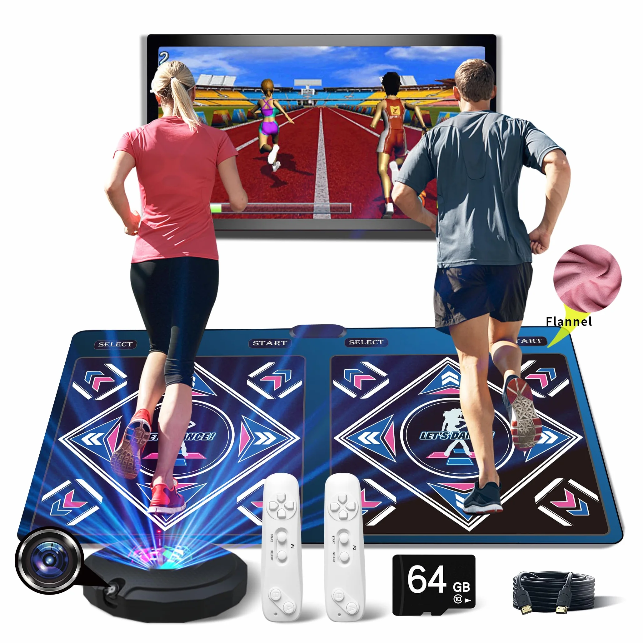Muzyczna elektroniczna mata do tańca HDMI z kamerą, karta pamięci 64G, 81 teledysków, łącznie 1000 gier, 650 piosenek, dla graczy pojedynczych i podwójnych, luksusowy prezent dla chłopców i