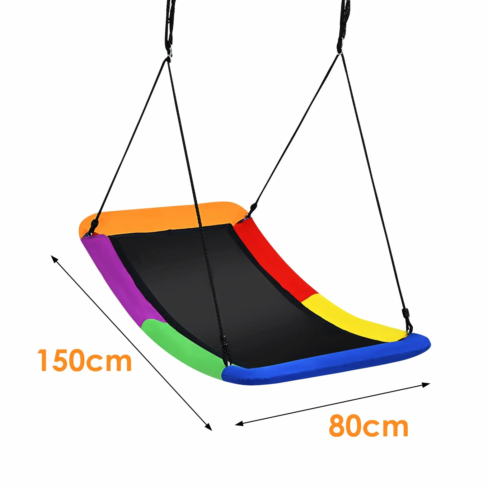 COSTWAY Huśtawka gniazdowa zakrzywiona 150 kg regulowana lina 120-180 cm wisząca ogrodowa wieloosobowa