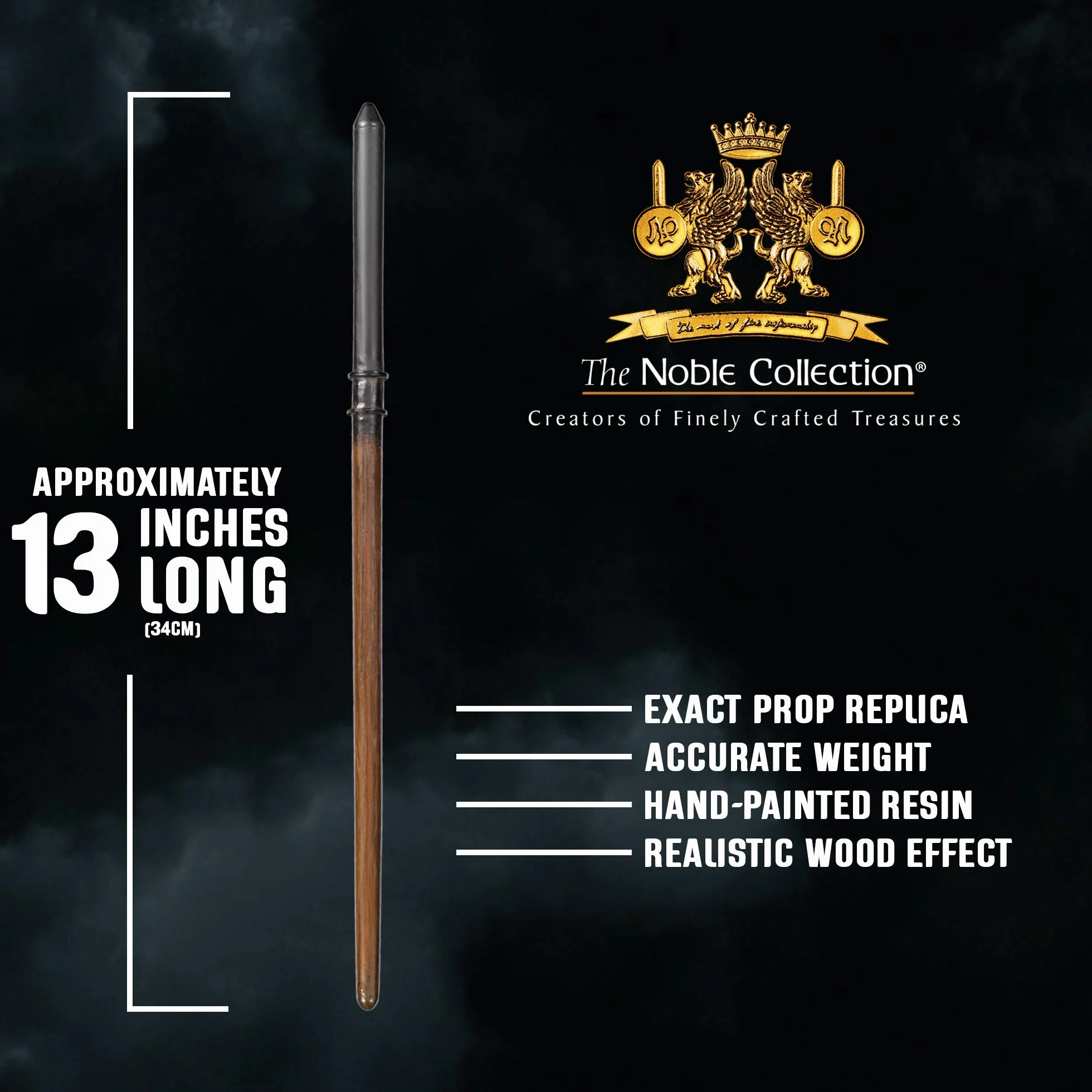The Noble Collection - Różdżka Draco Malfoya w standardowym pudełku okiennym - 34 cm różdżka świata czarodziejów - zestaw filmowy o Harrym Potterze, rekwizyty do różdżki