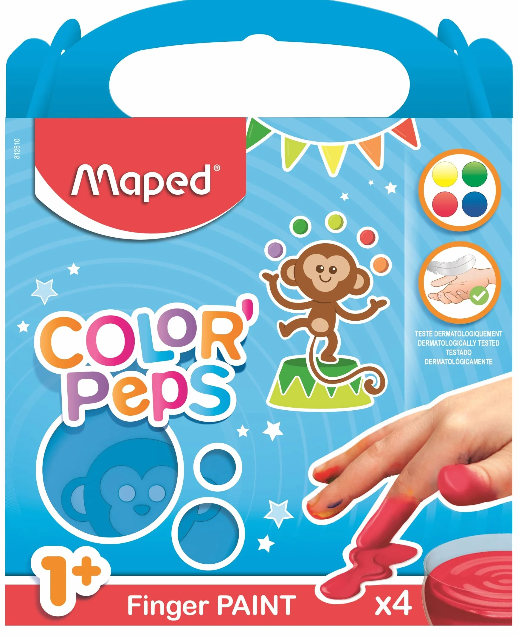 Maped Color'Peps 4 słoiki farb do malowania palcami 80 g dla dzieci od 1 roku życia