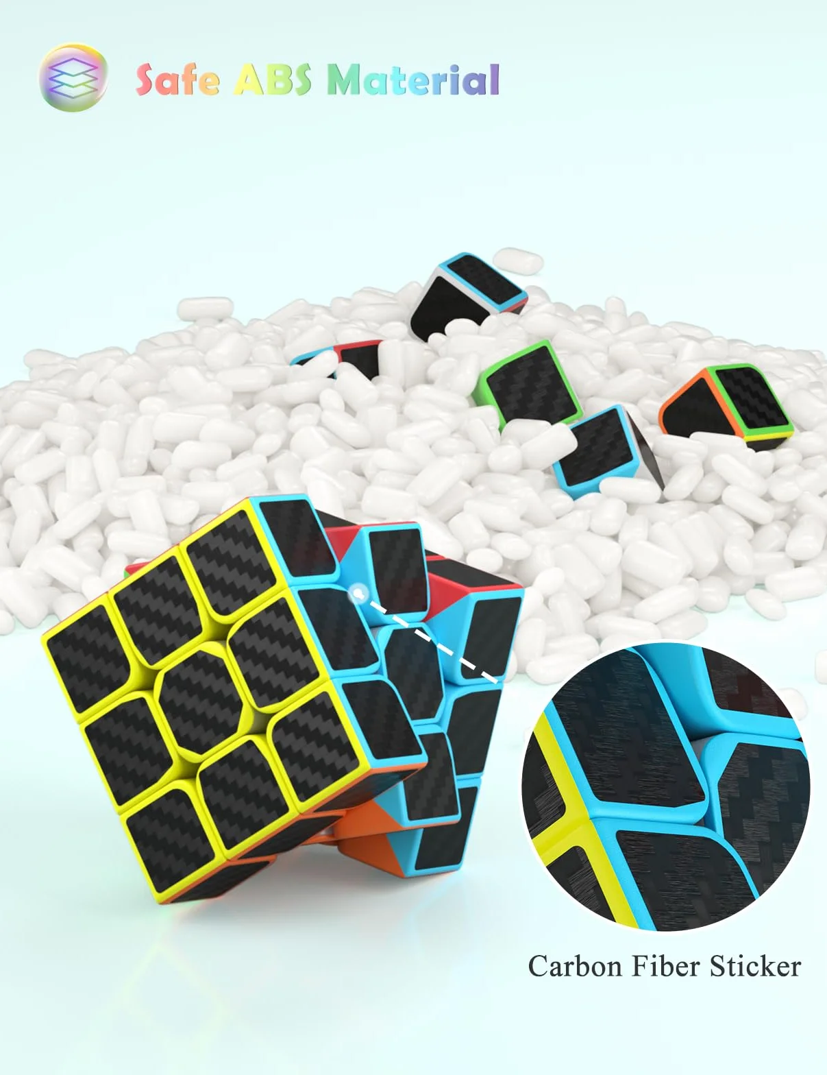 ROXENDA Magiczna Kostka Speed Cube Set 2x2 3x3 4x4 Piramida Włókno Węglowe