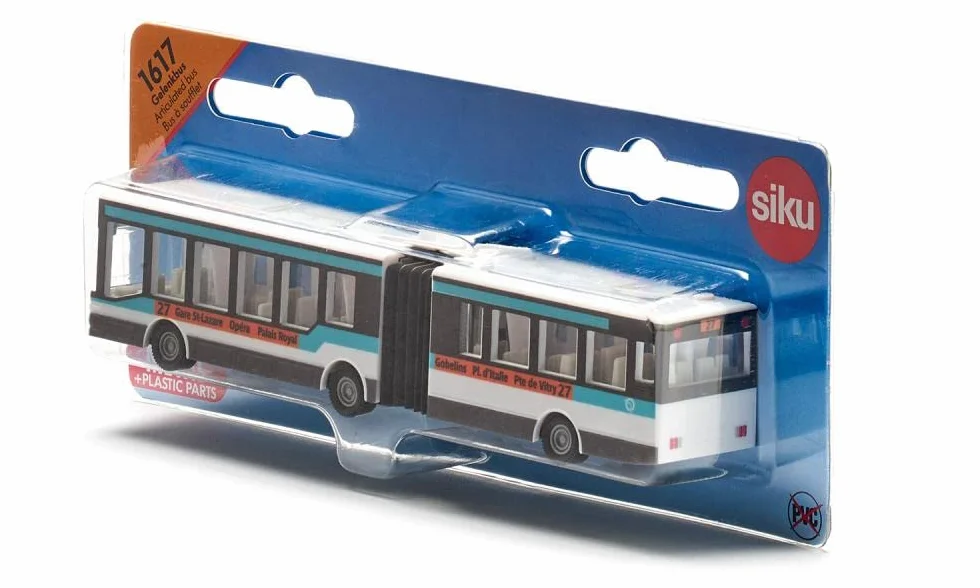 siku 1617001, autobus przegubowy RATP Francja, metal/tworzywo sztuczne, turkusowy/biały, wszechstronne zastosowanie, zabawka dla dzieci