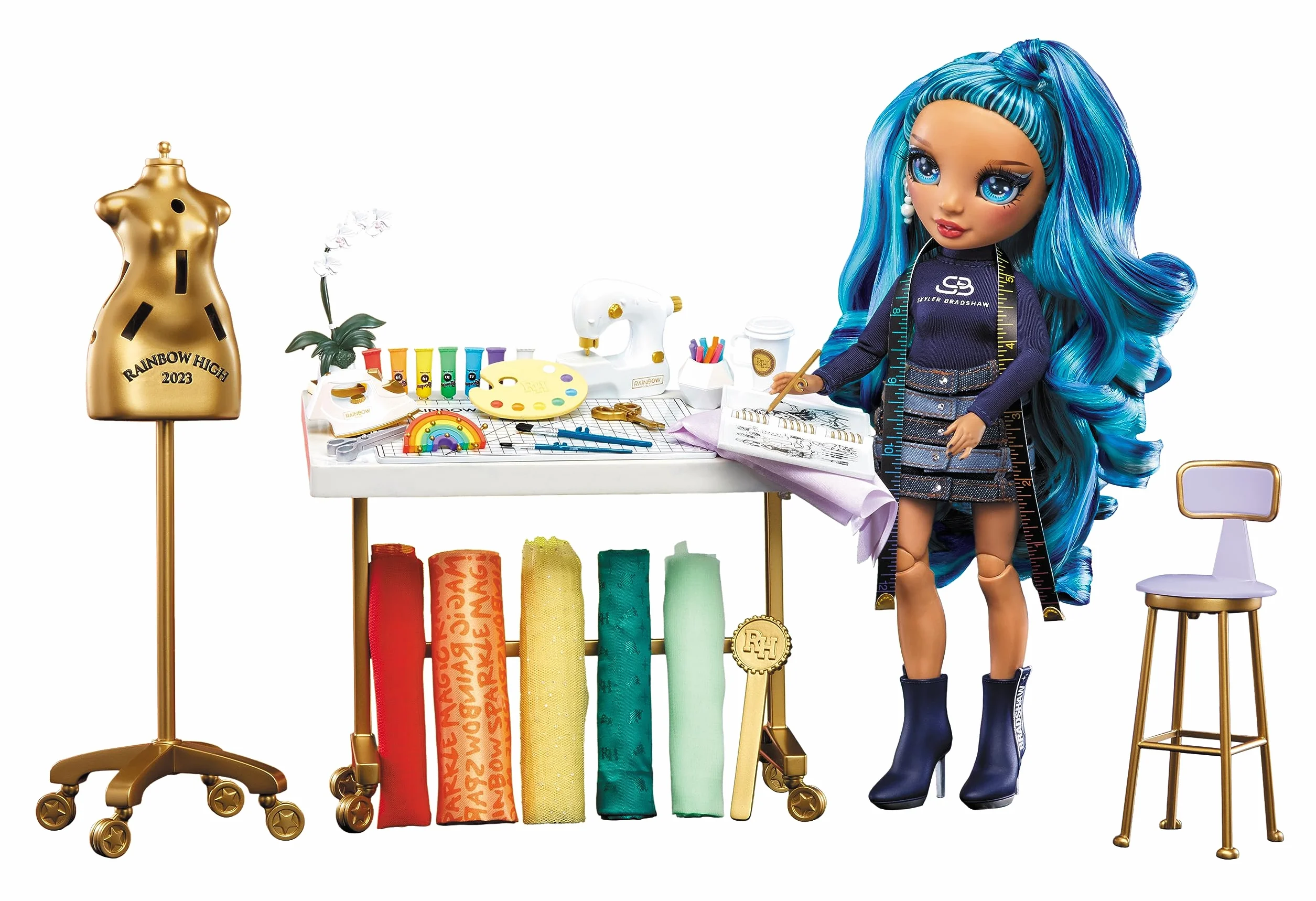 Rainbow High Dream & Design Fashion Studio Playset Zestaw Projektanta Mody z Lalką Skyler Bradshaw