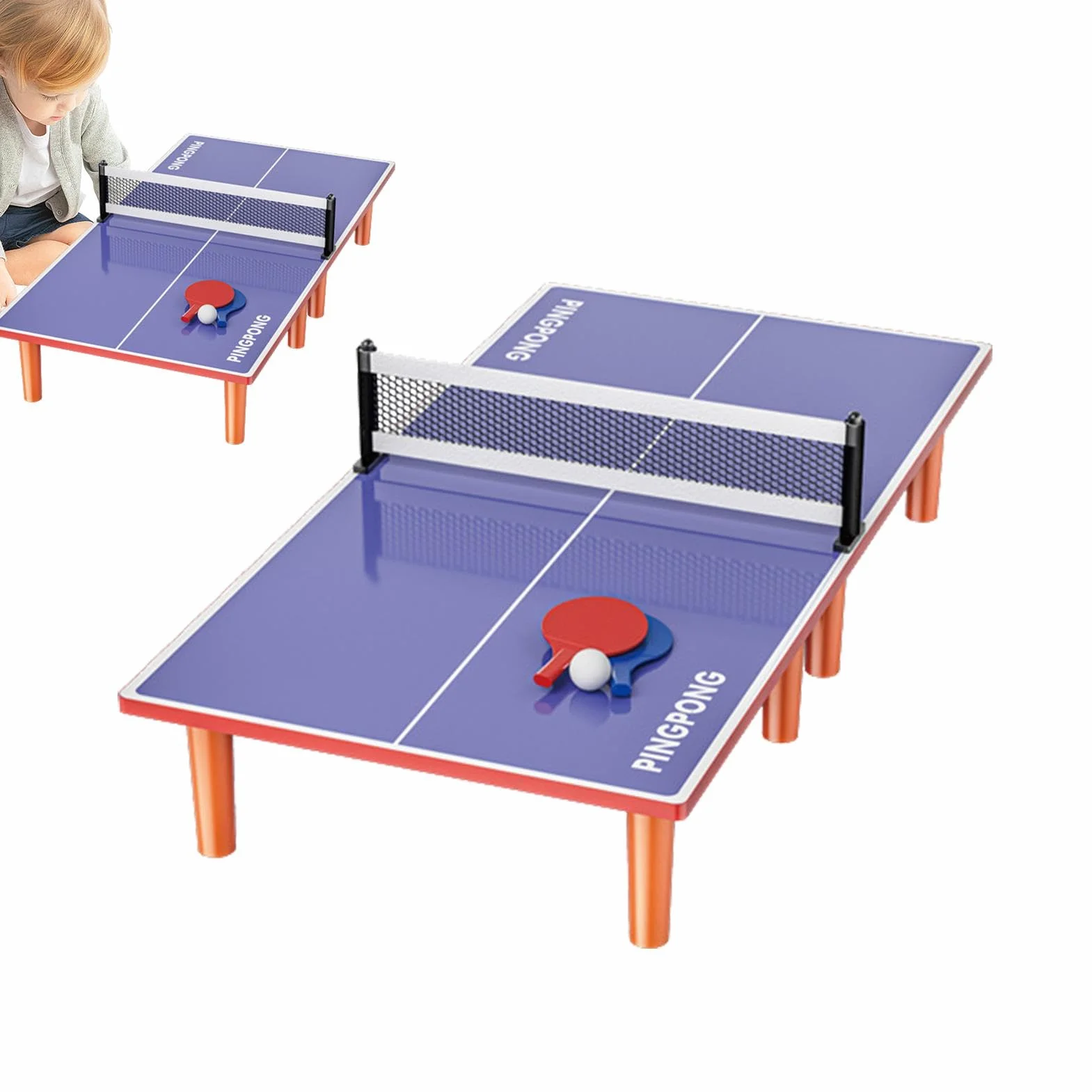 Small Ping Pong Table Set, Compact Ping Pong Table, Foldable Ping Pong Table, Weatherproof Stable Table Tennis Tables, Multi Games Table, Easy To Use, Portable for Kids Adults Game Rooms