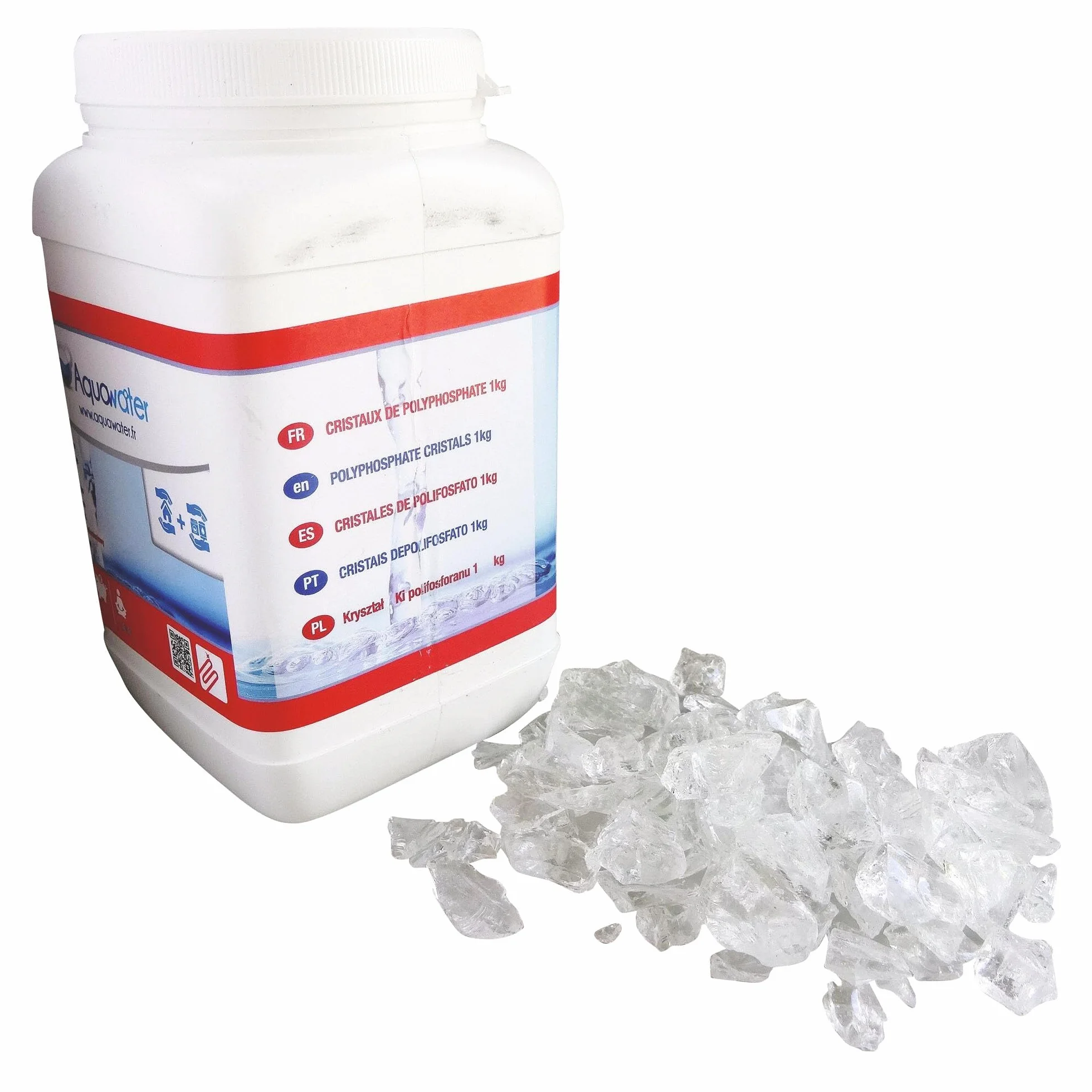 AQUAWATER - 105015, Wkład Antykamienny 1 Kg Kryształków Polifosforanowych - Ogranicza Osadzanie Się Kamienia, Poprawia Jakość Prania, Ekonomiczny I Kompatybilny Ze Wszystkimi Filtrami